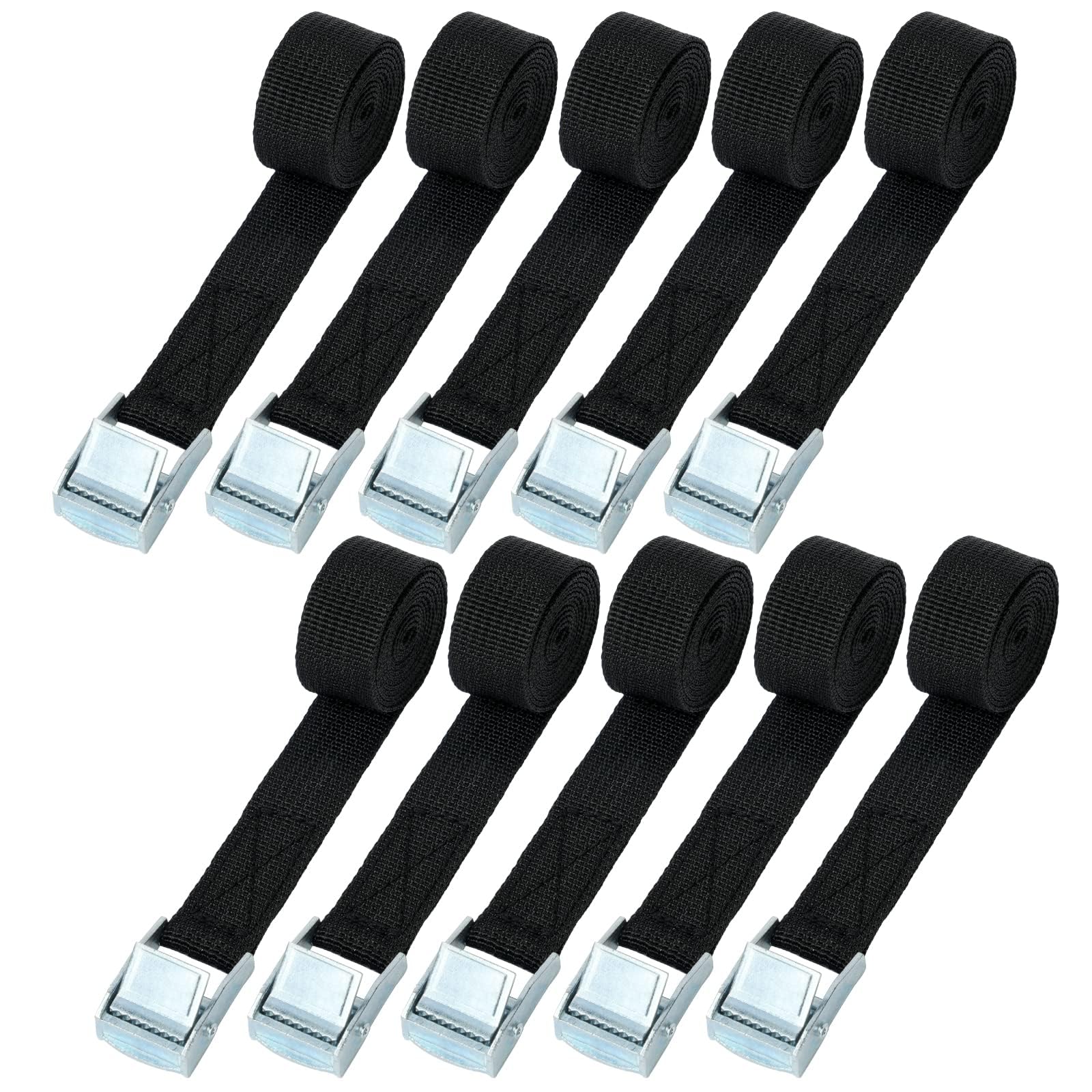 URAQT Lashing Strap Mounting Strap, Pack of 10, 150 kg, 1 Metre, Ratchet Lashing Strap, Width 20 mm, Lashing Strap, Adjustable Mounting Straps with Clamping Lock for Transport, Cargo, Luggage, 10 pieces 1 m x 20 mm