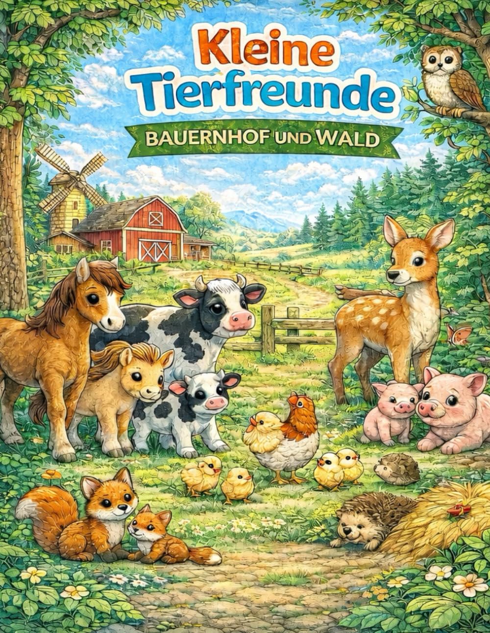 Kleine Tierfreunde – Bauernhof & Wald: Ausmalbuch für Kinder von 4–6 Jahren | Bauernhof und Wald Tiere mit Wissenssätzen