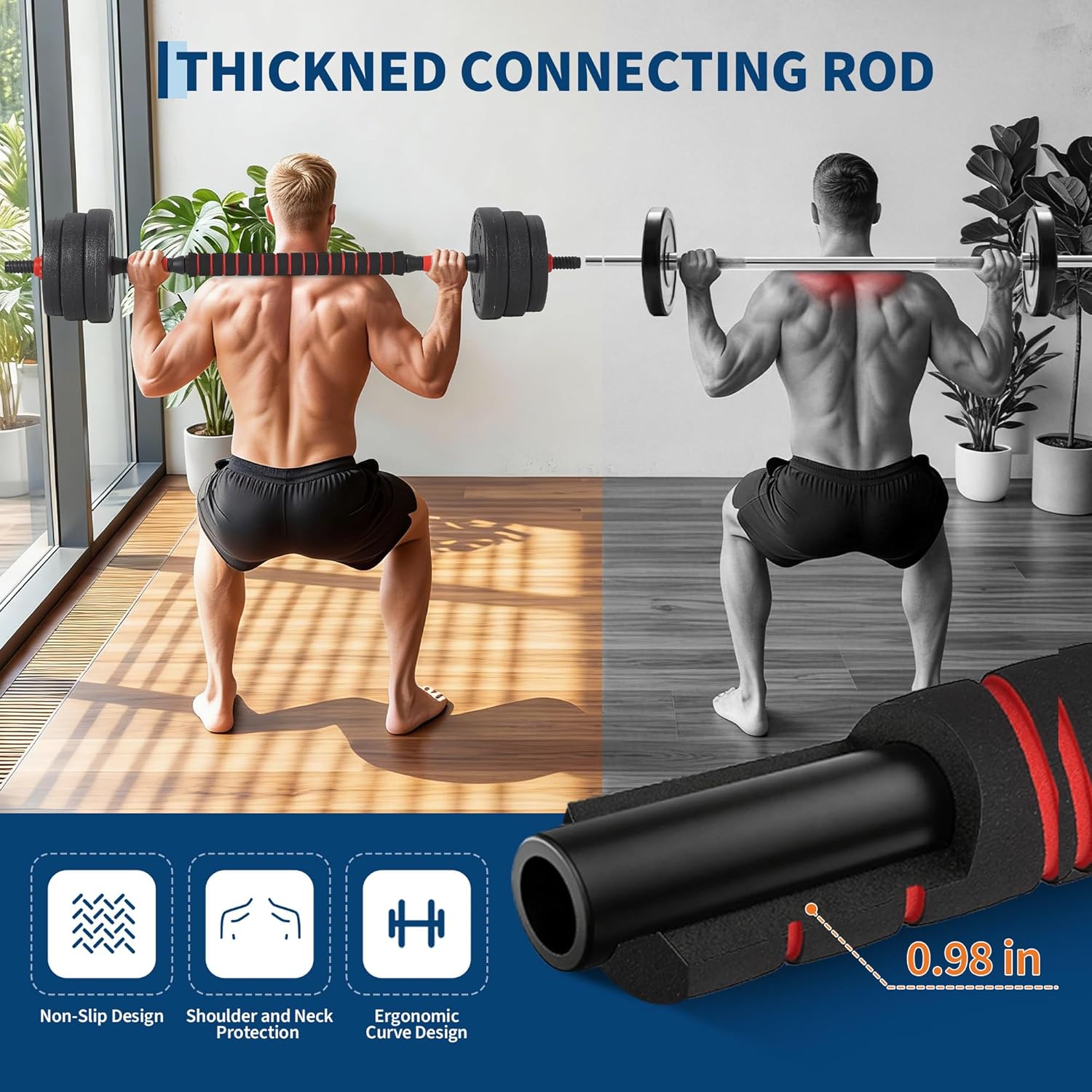 Adjustable Dumbbell Set, 44/55/66lbs Free Weights Dumbbells Set, 4 in 1 Dumbbells Set Used as Dumbbell, Barbell, Kettlebell & Push-Up Stand, Fitness Exercises for Home Gym Suitable Men/Women