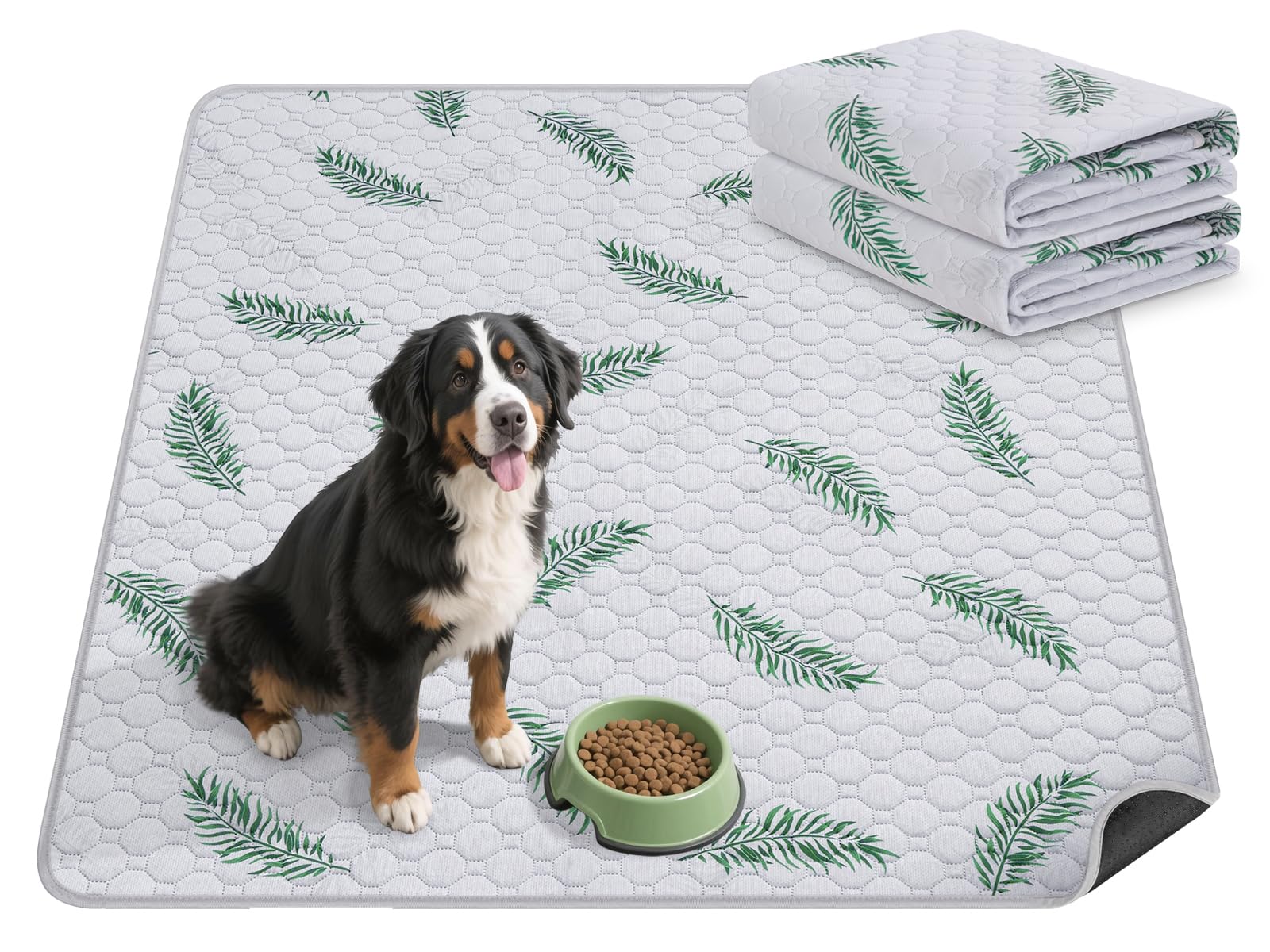 Washable Dog Pee Pads, Non-Slip Waterproof, 122 x 122 cm, 2 Pack, Leaf