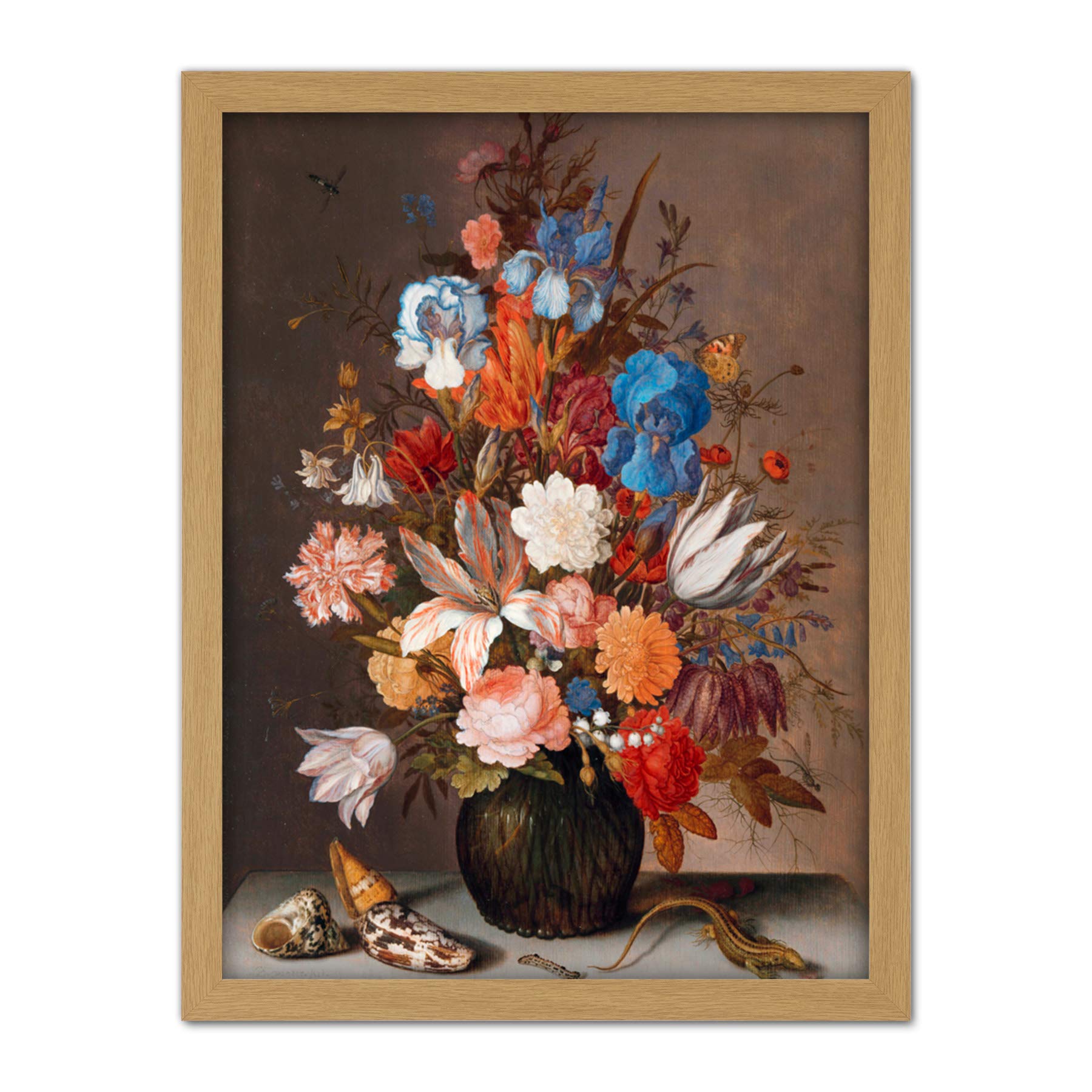Artery8 Balthasar Van Der Ast Still Life Flowers Painting Artwork Framed Wall Art Print 18X24 Inch