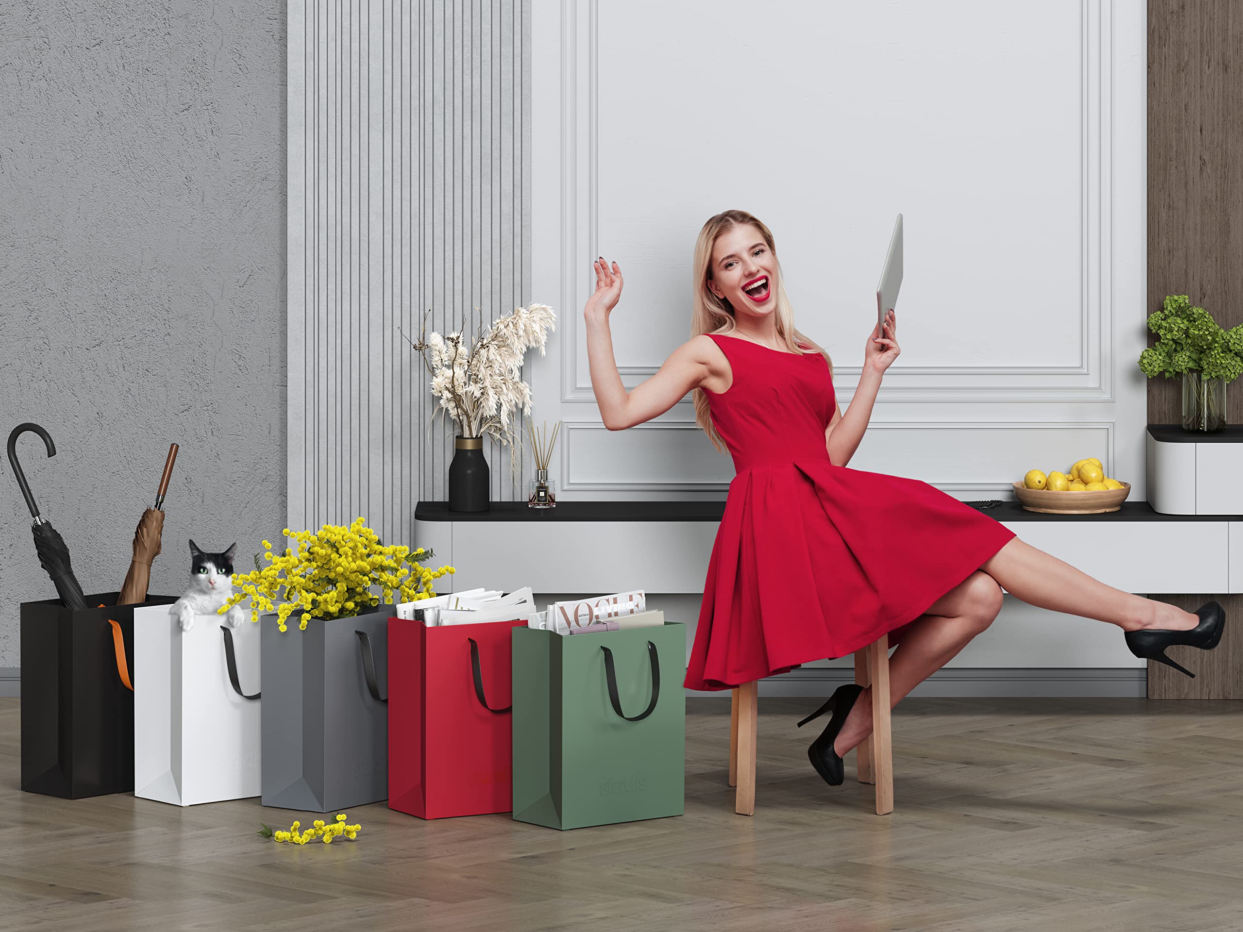 Cestino Per Spazzatura Stardis Binbox - Rettangolare, Rosso, 19 Litri, Per Ufficio E Casa - Foto 11