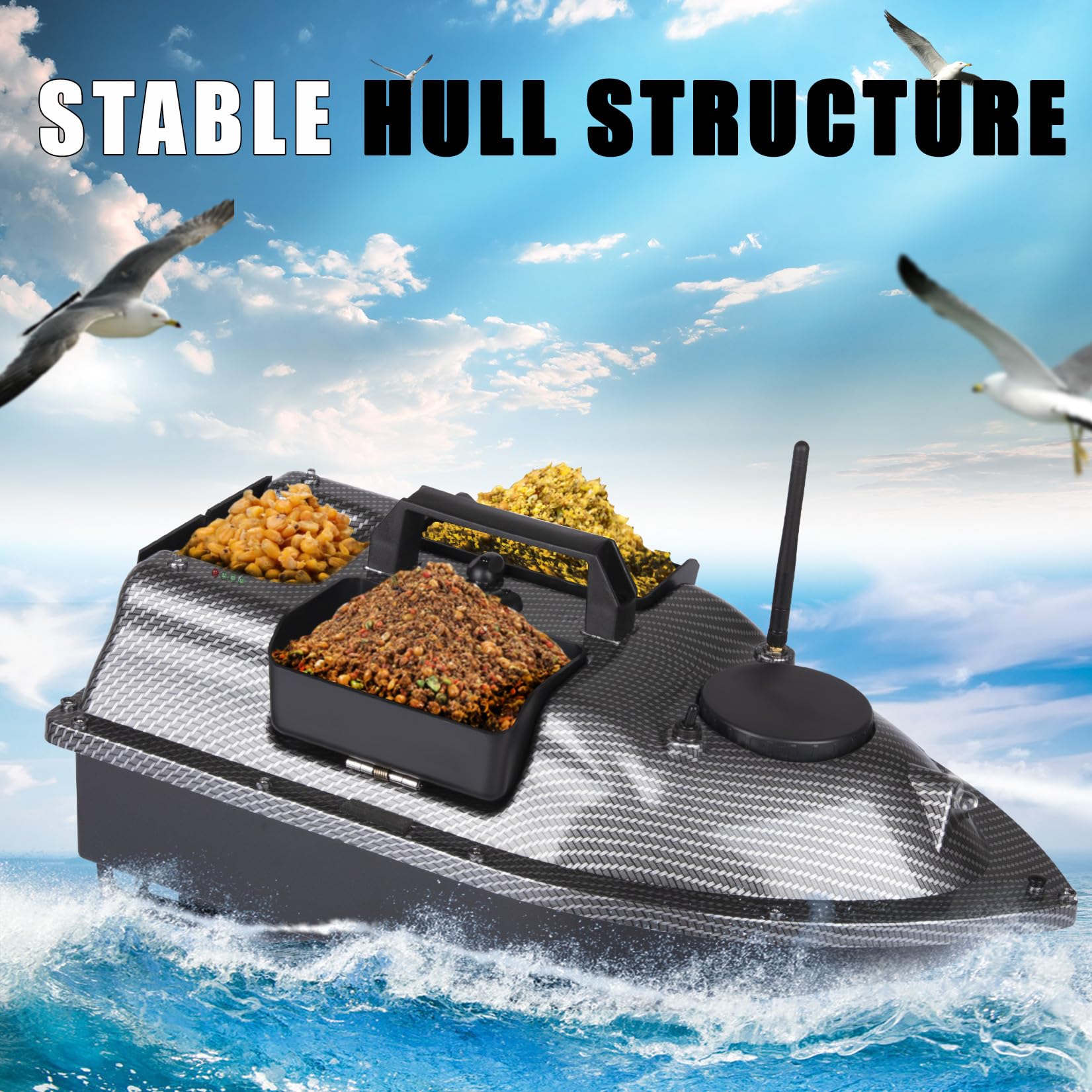 GPS-Smart-RC Wireless-Köder-Boot 2kg Laden automatischer Vorschub Return Fernbedienung 500M Entfernung Angel Nest Boot (Carbonfiber)