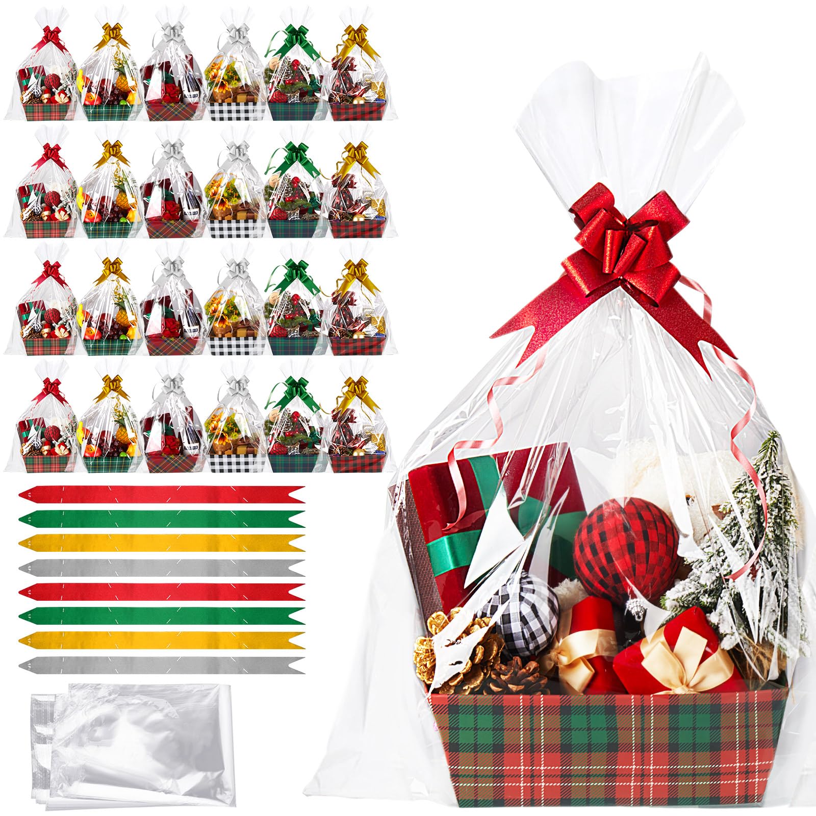 Qeeenar 24 Pcs Christmas Basket For Gifts Empty to Fill Gift Basket Kit