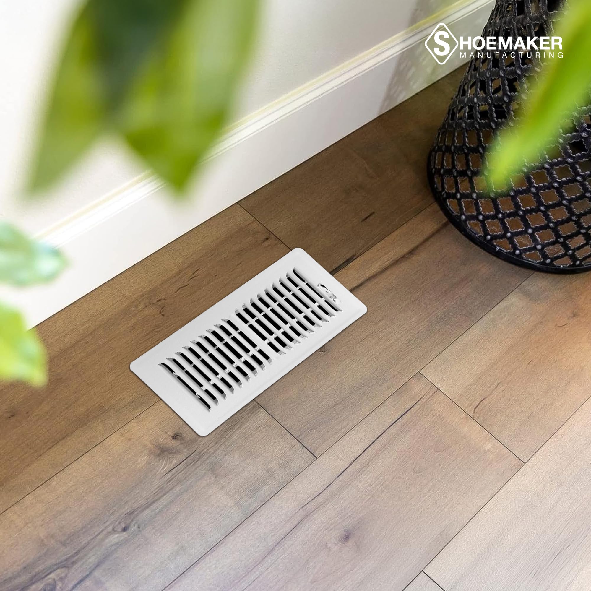 Hoewell White Oak Wood Floor Register Vent Cover, Drop in Vent with Daper, 6x10 Inch