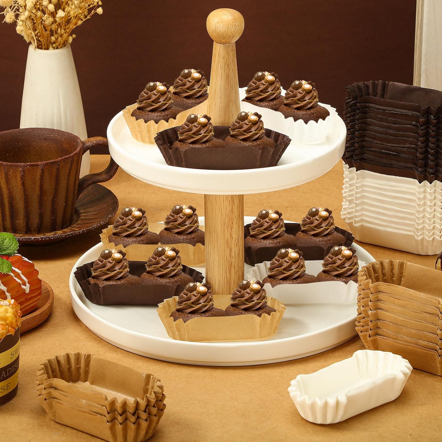 Mini Oval Cupcake Papers Disposable Brownie Baking Cups Cake Loaf