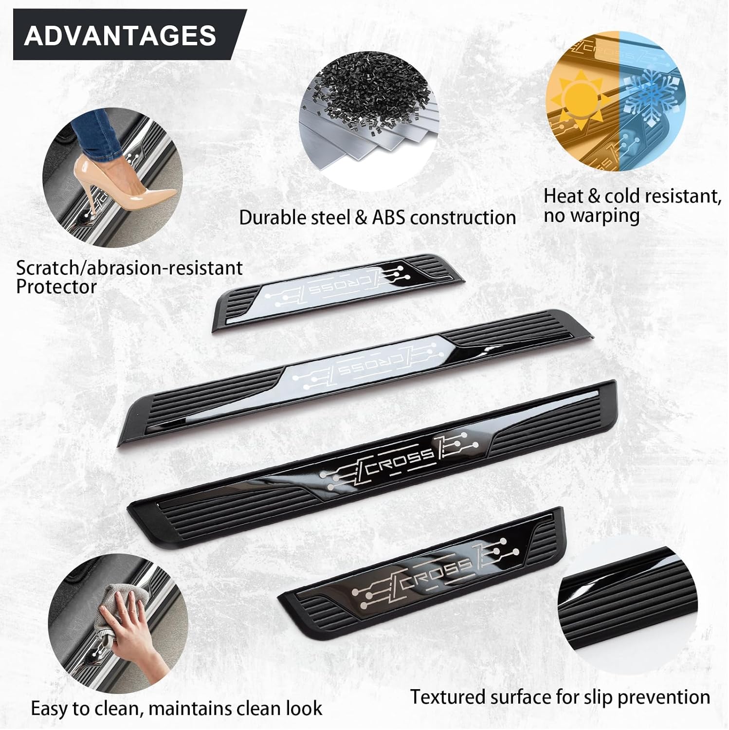 Door Sill Protectors for Toyota Corolla Cross, Stainless Steel Cover Guard Sills Protector Car Door Entry Guard Anti-Scratch Door Sill Scuff Plate (Door Width 1.97")