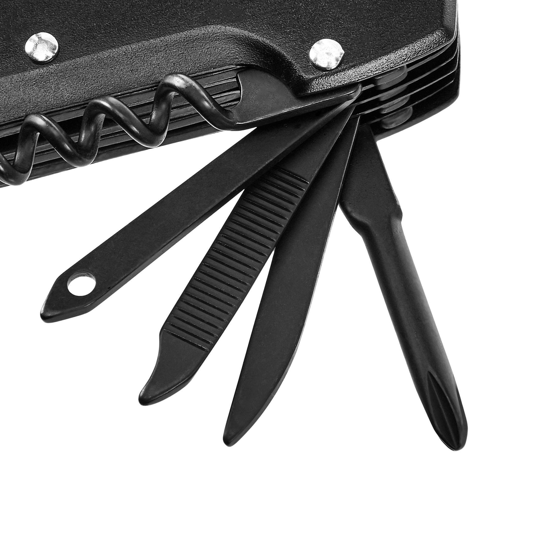 Amazon Basics Coltello multiuso tascabile 15 in 1 con custodia Nero
