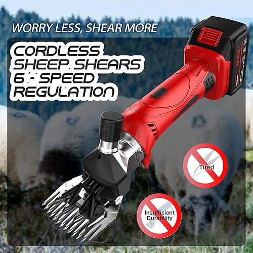 Miniatura 10 de Tijeras eléctricas de oveja de 500 W cortadora profesional de ovejas con 6 velocidades tijeras eléctricas de cabra para ovejas cabras ganado ganado