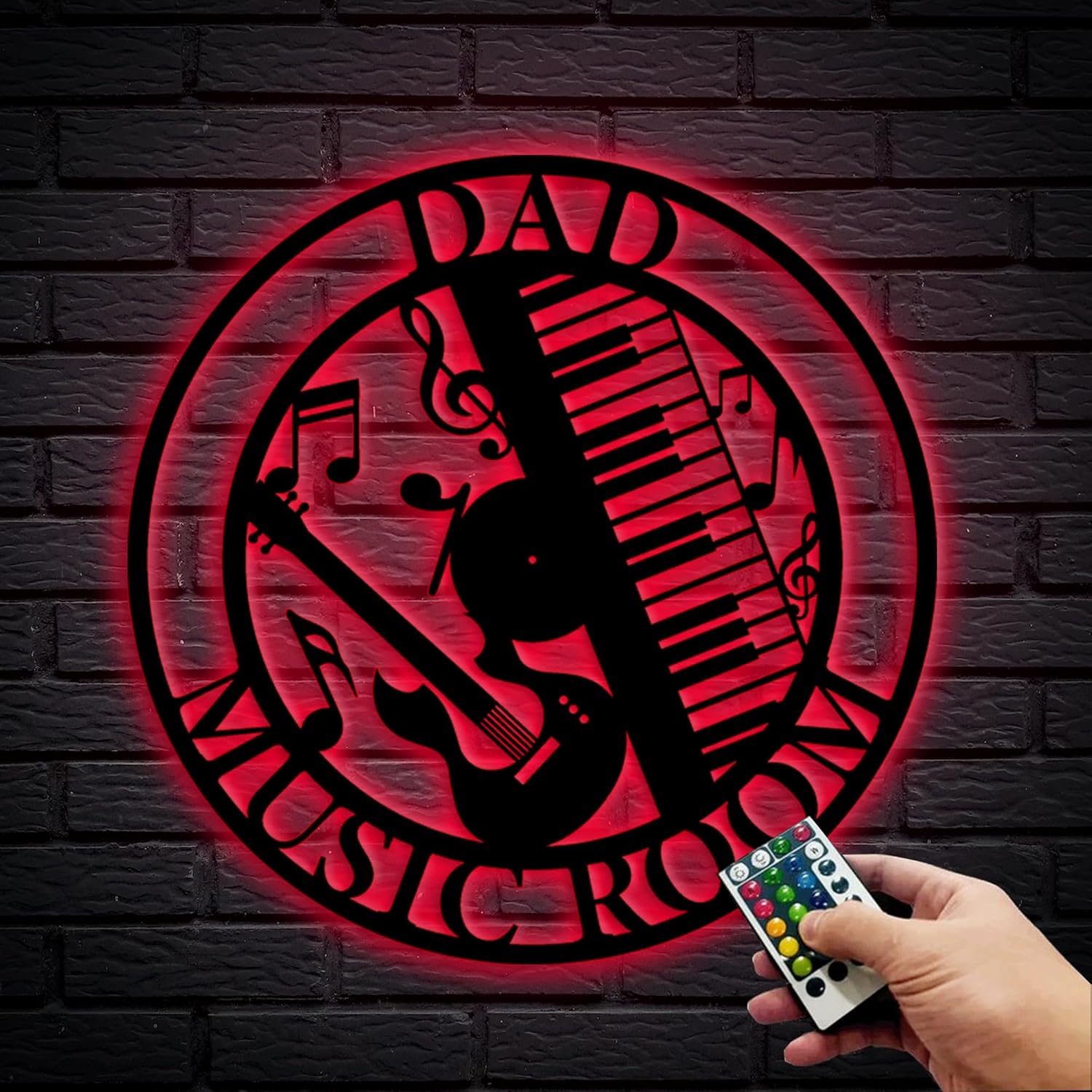 Custom Music Room Metal Wall Sign, Personalized Music Studio Metal Wall Art, Personalized Music Decor, Musical Sign, Musician Gift, Guitar Drums Keyboard Logo, Birthday Gift, 8-24 Inches