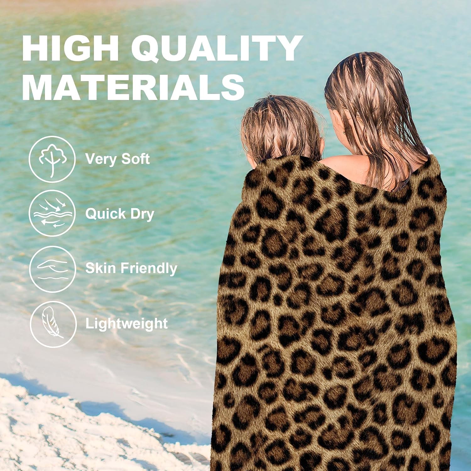 Cheetah Leopard Beach Towel, Leopard Bathroom Decor, Cheetah Print Gifts for Women Oversized Bath Pool Swim Towels Blanket for Bathroom Travel Swimming Camping Sport, 30x60 Inch