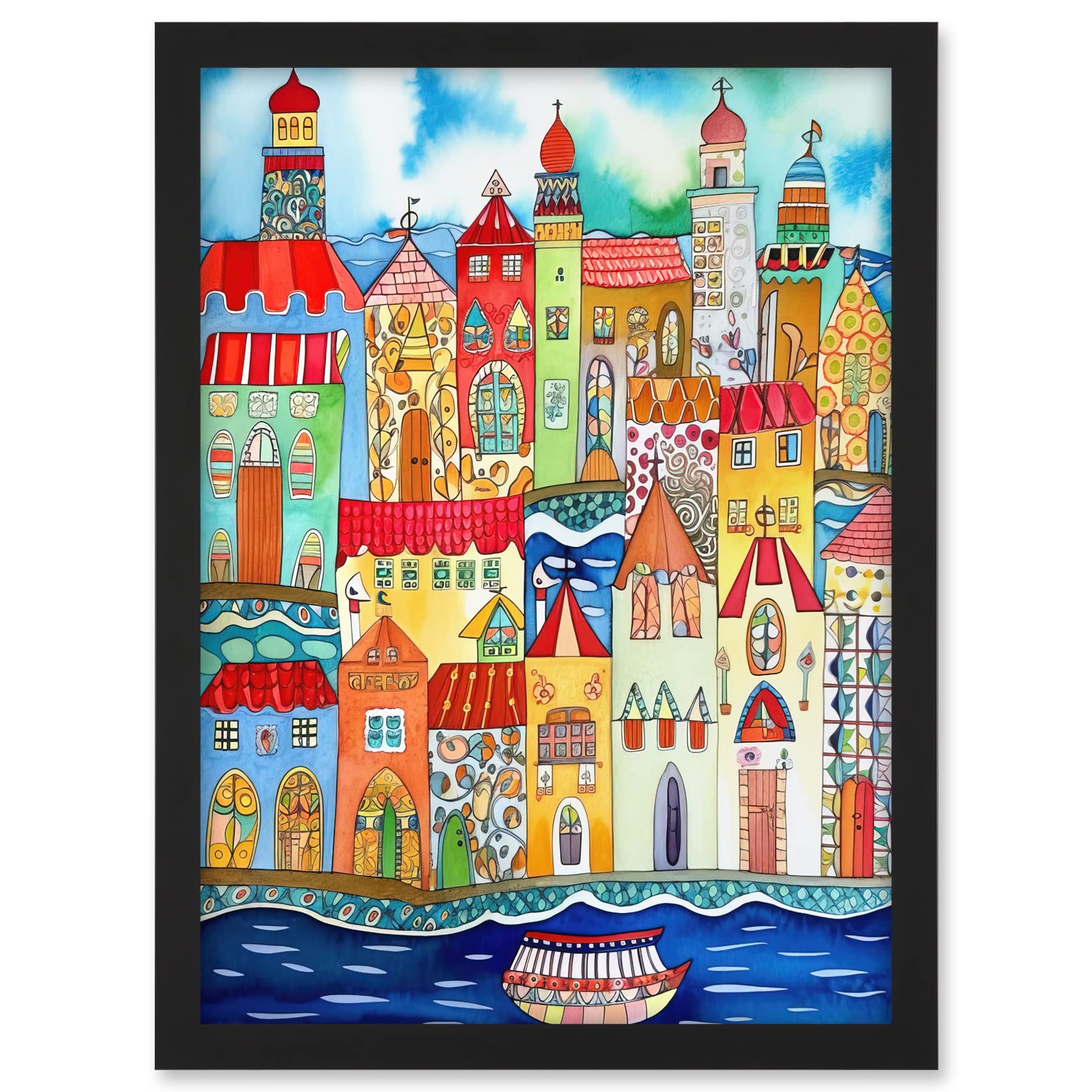 Artery8 Tangier Morocco Folk Art Artwork Framed A3 Wall Art Print