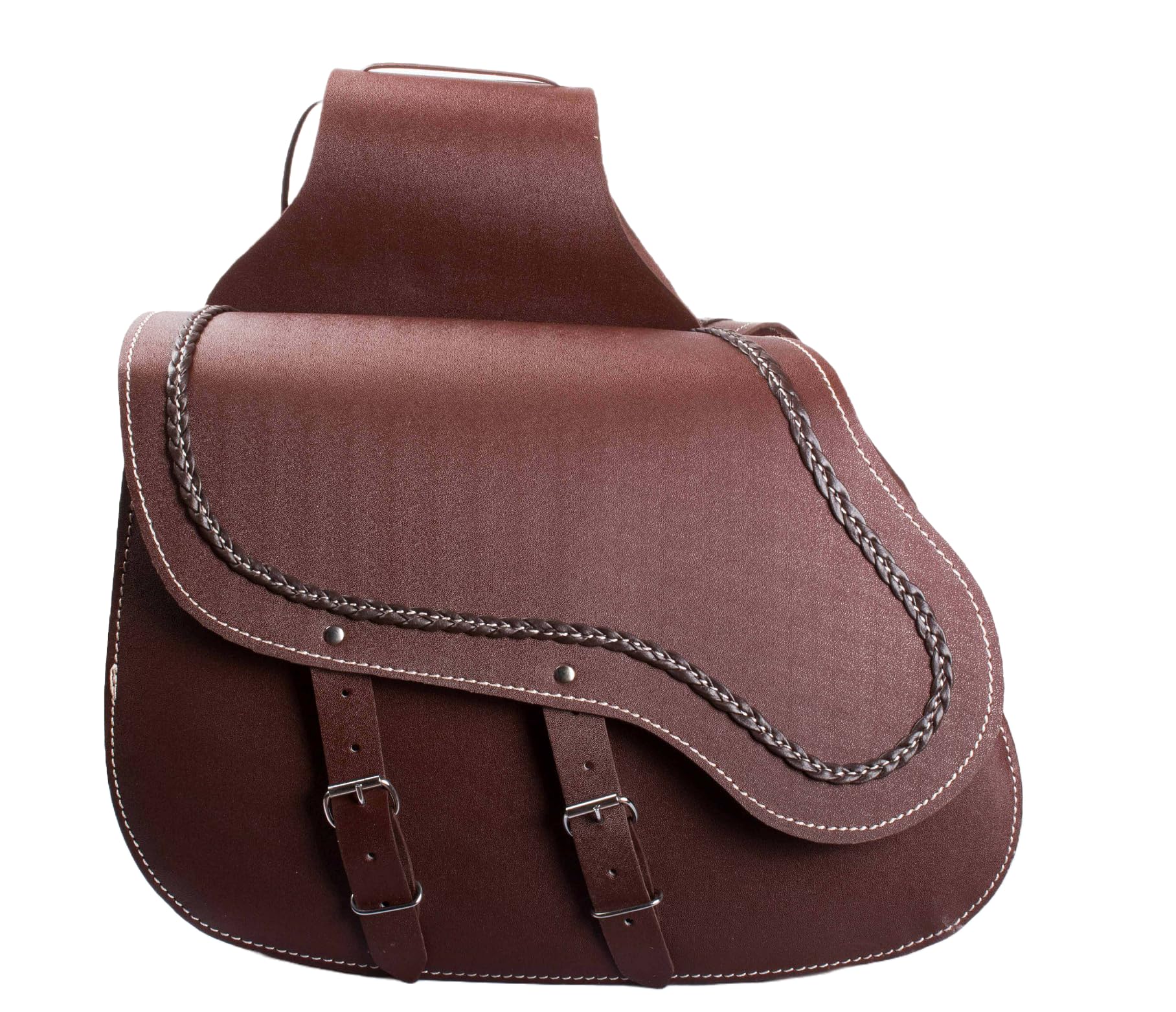 WinNet Borse Laterali valigie da Moto custom Rigide in Pelle rigida Bisacce Stile Custom compatibili con HD Harley Davidson Street Bob (Marrone)