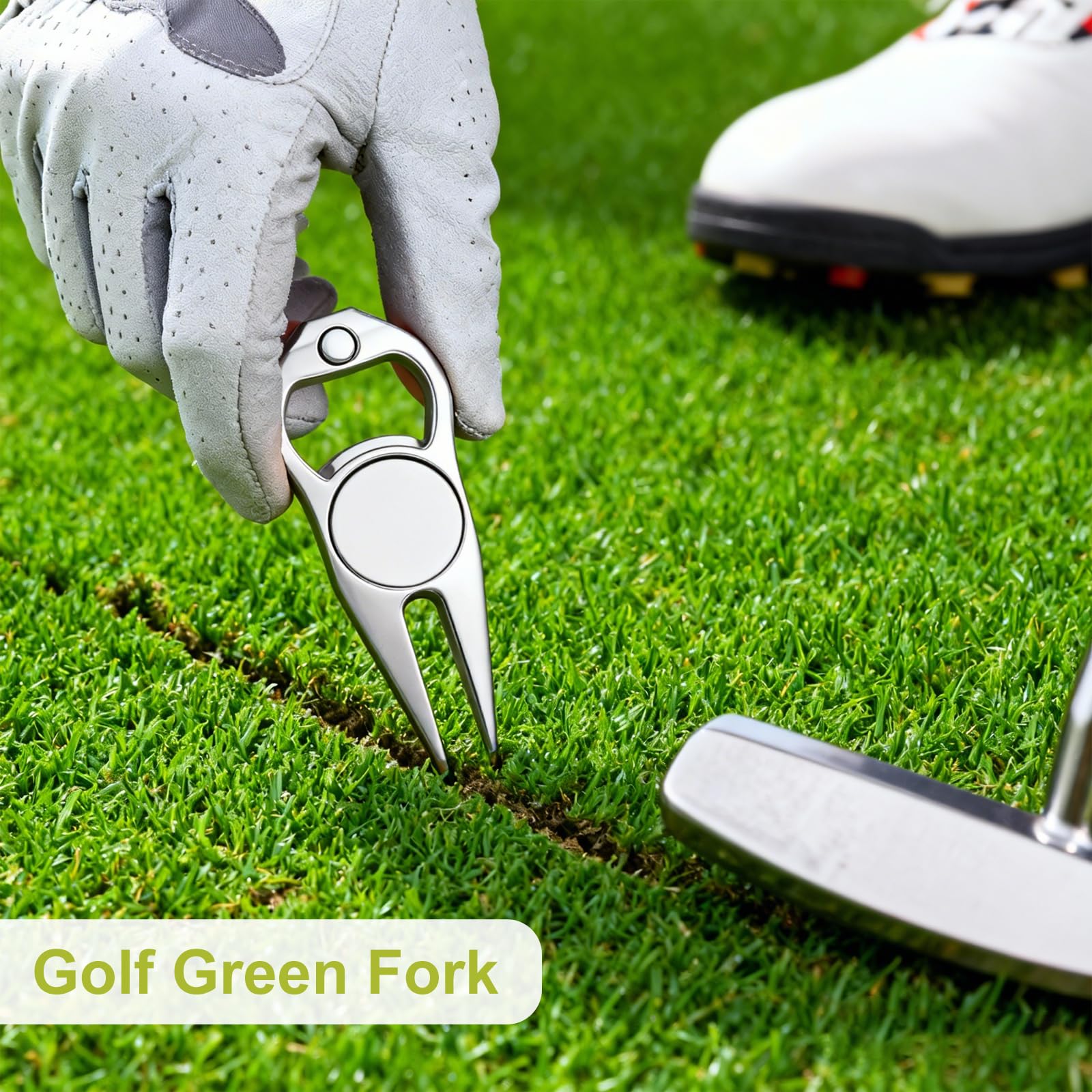 VOSSOT 2 forchette da golf unisex con marcatore estraibile, strumento ergonomico per la cura dei marcatori sul campo da golf, tecnologia triple traccia ideale per i golfisti