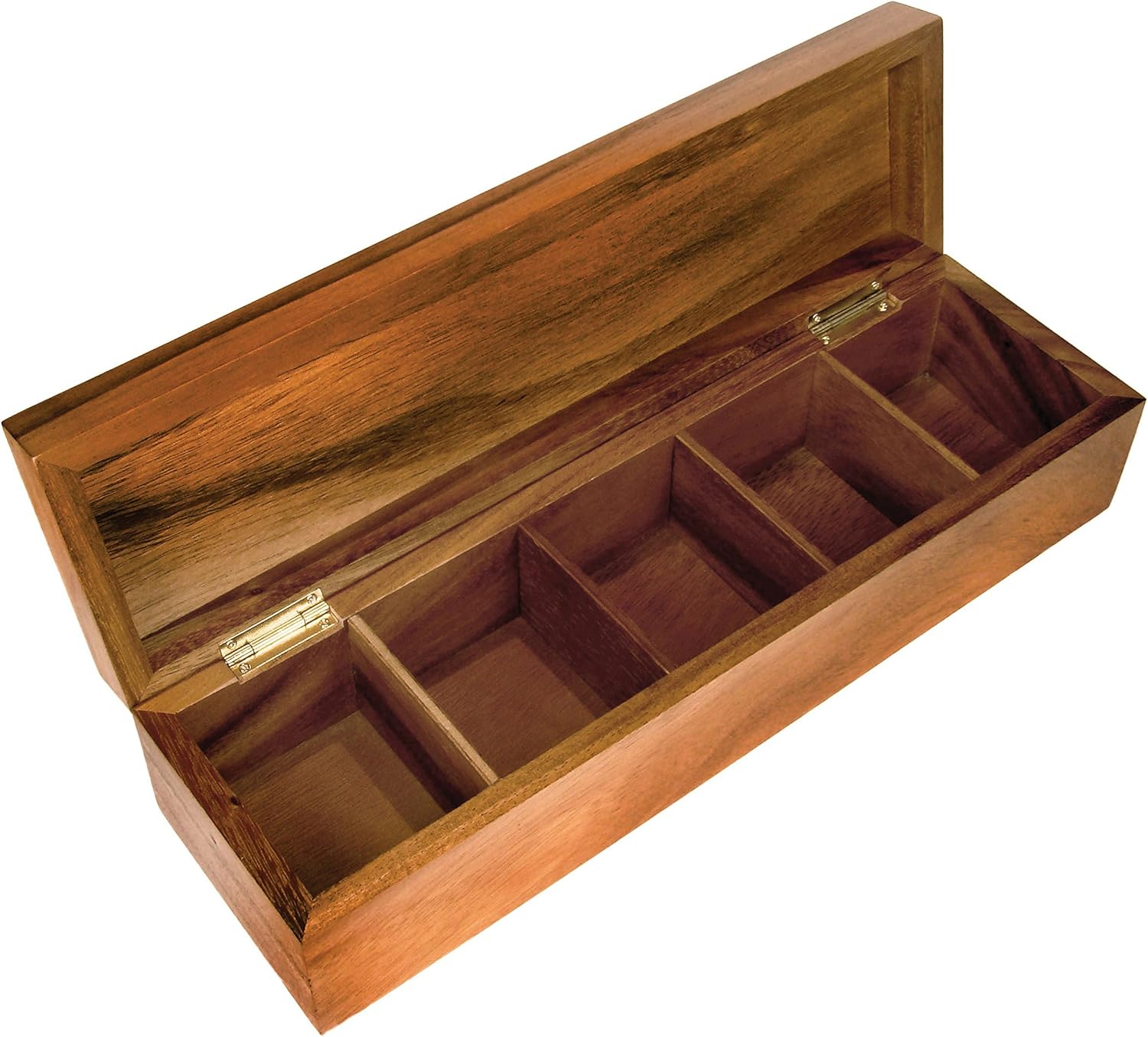 Ironwood Gourmet 5 Compartment Tea Box, Natural Acacia Wood