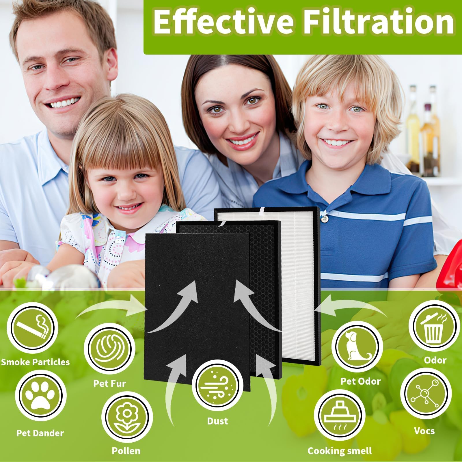 Confezione da 6 filtri di ricambio da 3000, compatibili con purificatori d'aria 3000, adatti per purificatori d'aria 3000M e 3000Pro, 1 carbone attivo, 1 filtro e 4 pre-filtri extra carbn