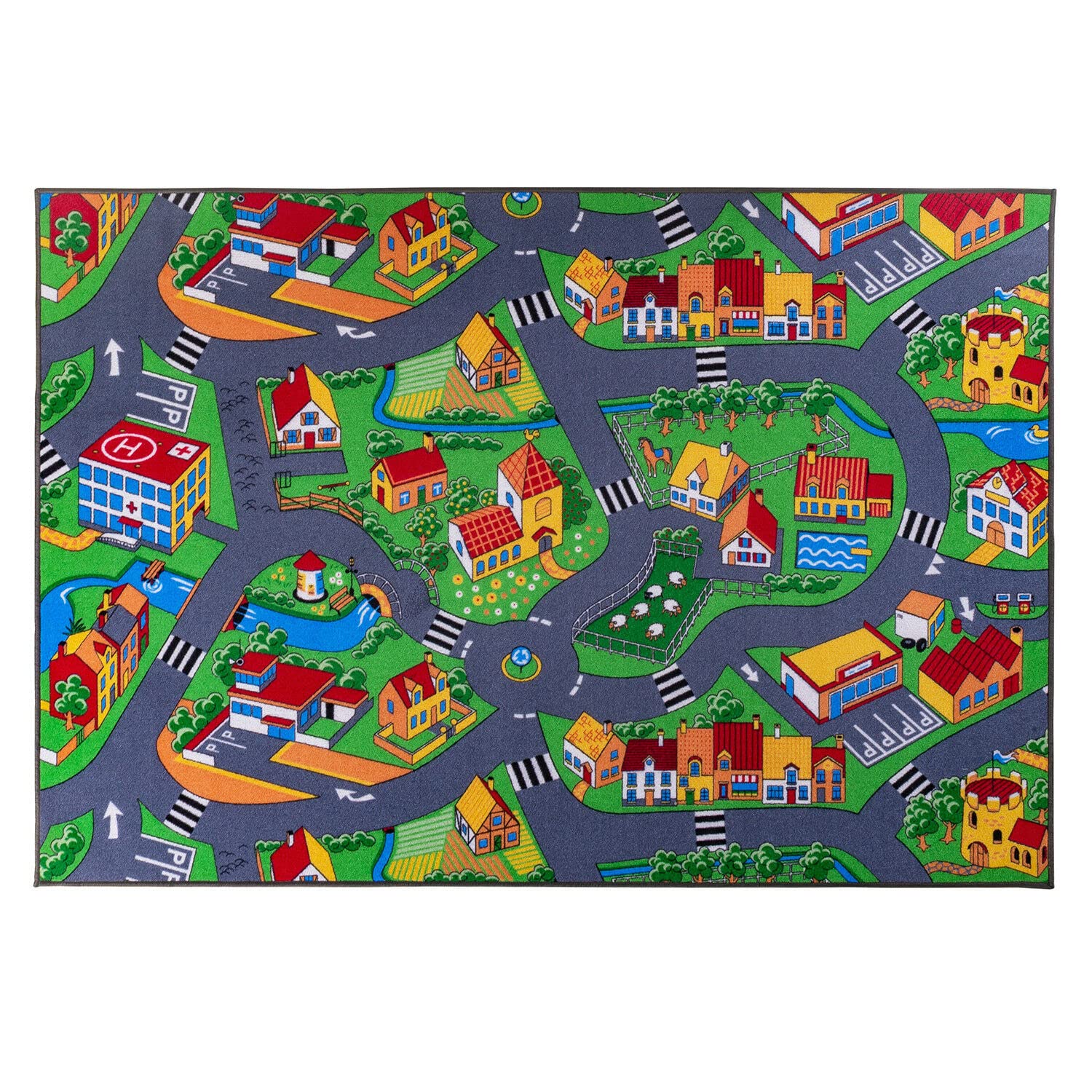 MDEKOR Alfombra de Juego para habitación de niños, 200 x 250 cm, para Carretera de Coche para niños y niñas, Gran Alfombra para niños