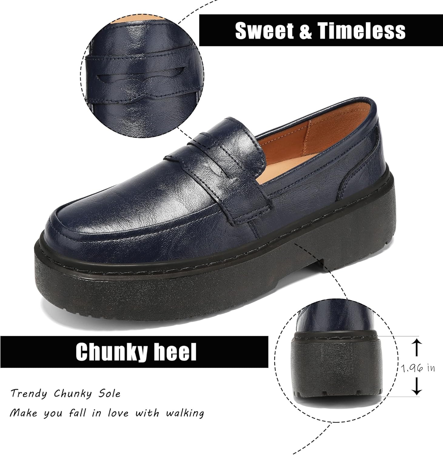BEAUSEEN Women's Platform Chunky Penny Loafers Comfortable Lug Sole Slip-On Business Work Casual Dressy Shoes - Image 5
