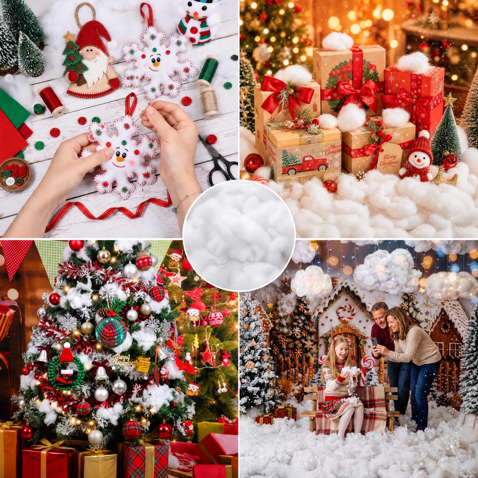 Shappy Couverture de Neige Artificielle Douce et Moelleuse pour Noël, décoration de Village, sous Le Sapin de Noël (2)