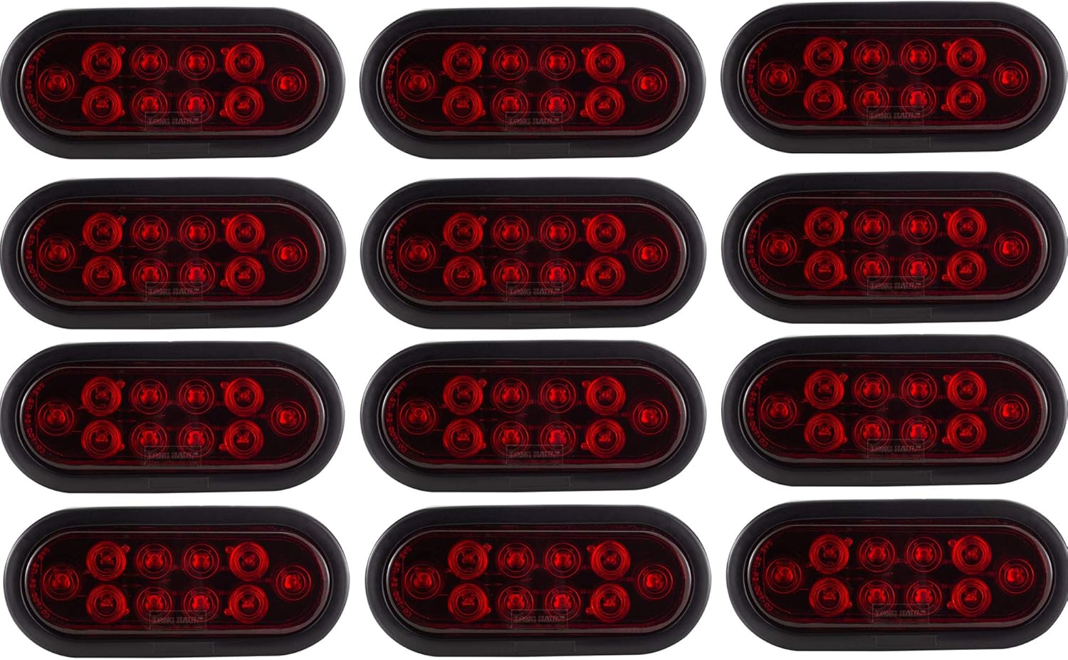 LONG HAUL Trailer Truck Red 6" Oval LED Sealed Stop Turn Tail Lights (12 Pack)