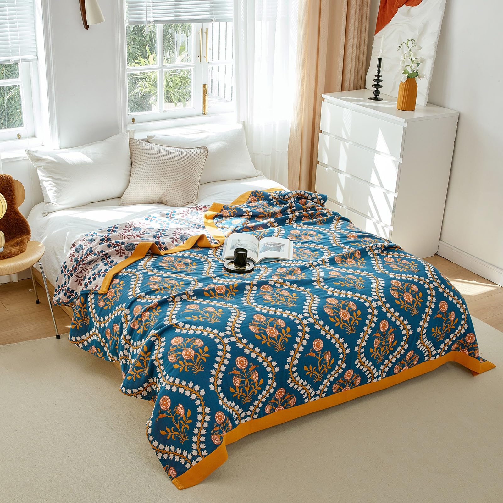 Couvertures bleus réversibles pour un après-midi cocooning au bureau