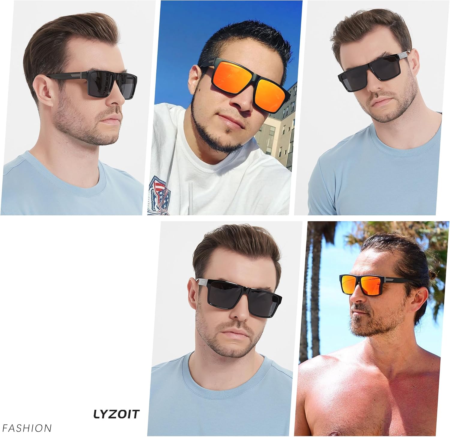 LYZOIT Square Sunglasses for Men Women Polarized Oversized Big UV Protection Rectangle Shades - Image 4