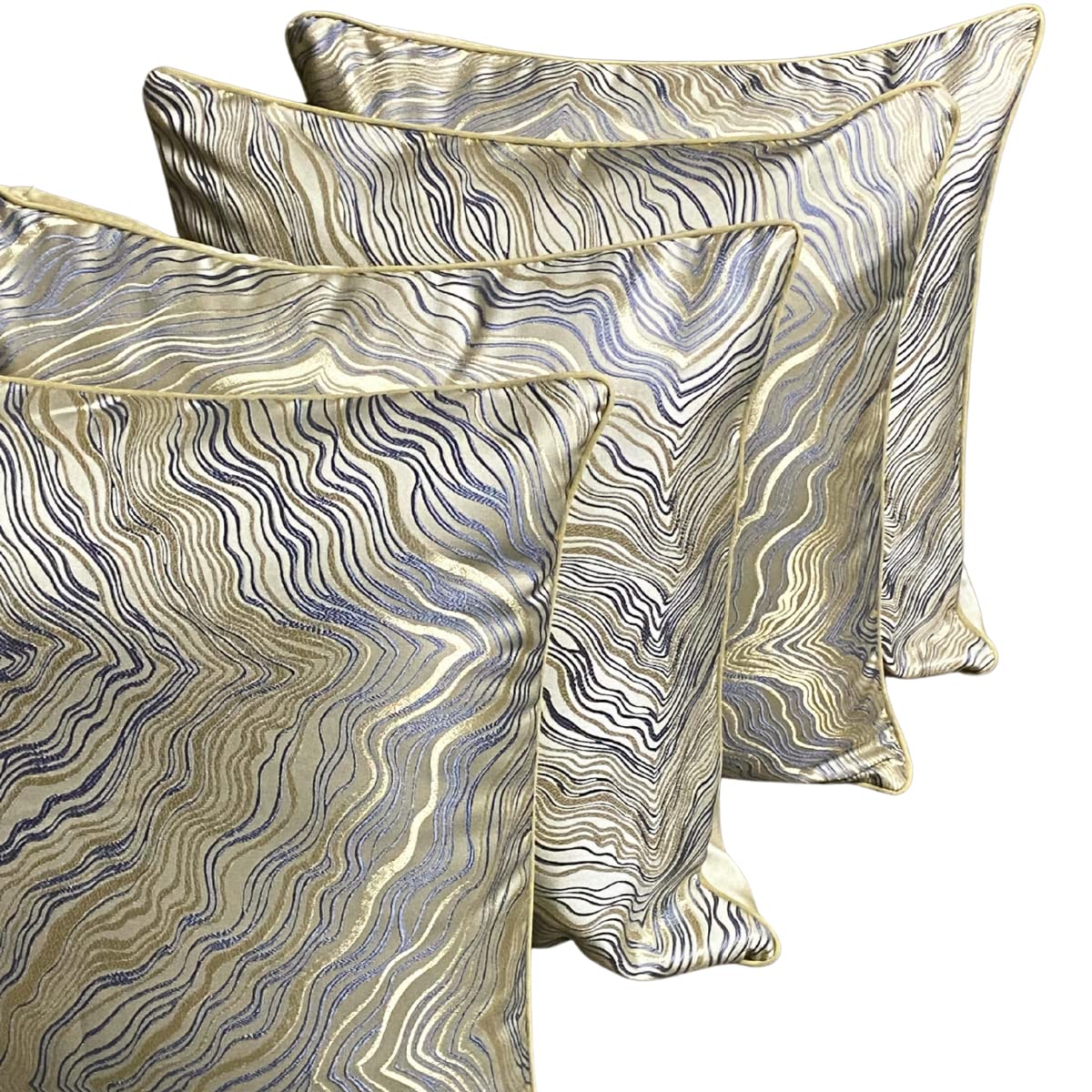RKAAS HOME Decorative Luxury Jacquard Silk Soft Designer Square Cushion Cover for Living Room Sofa Couch Bed 45cm x 45cm 18x18 Inches ((Pack of 4 - Endless Pattern - Gold) — image 1