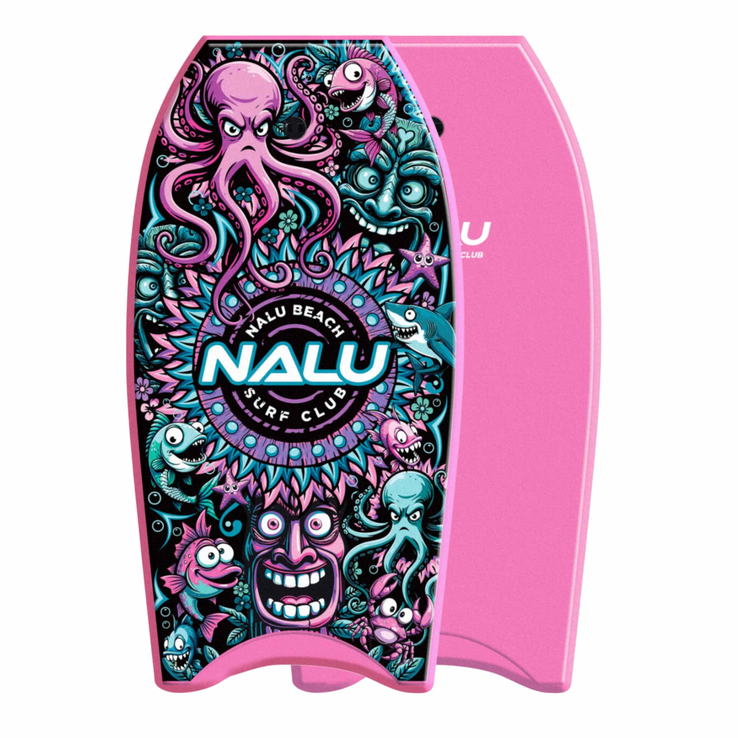 ADEPTNA Nalu XPE Bodyboard with Leash Lightweight Surf Body Board with Crescent Tail, EPS Core & HDPE Slick Bottom Durable Beach Wave Riding Board for Beginners & Adults (41โ PINK) โ image 1