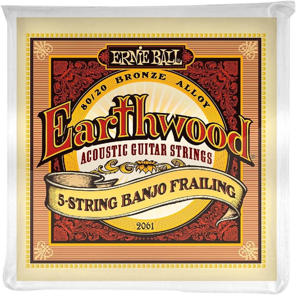 Ernie Ball P02061 Earthwood 5-String Banjo Frailing Loop End 80/20 Bronze Acoustic Guitar Strings - 10-24 Gauge