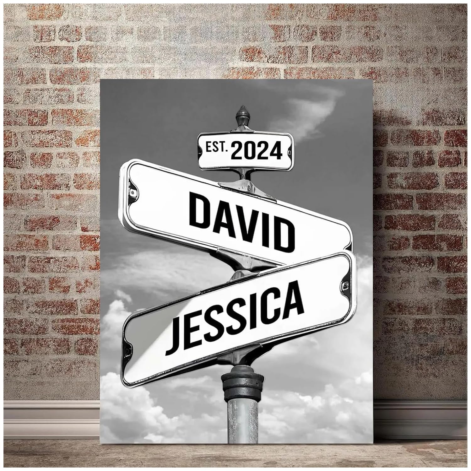 Personalized Street Sign For Couple Canvas Or Poster, Custom Name And Date Best Gifts For Couple, Crossroads Street Sign, Christmas, Birthday,