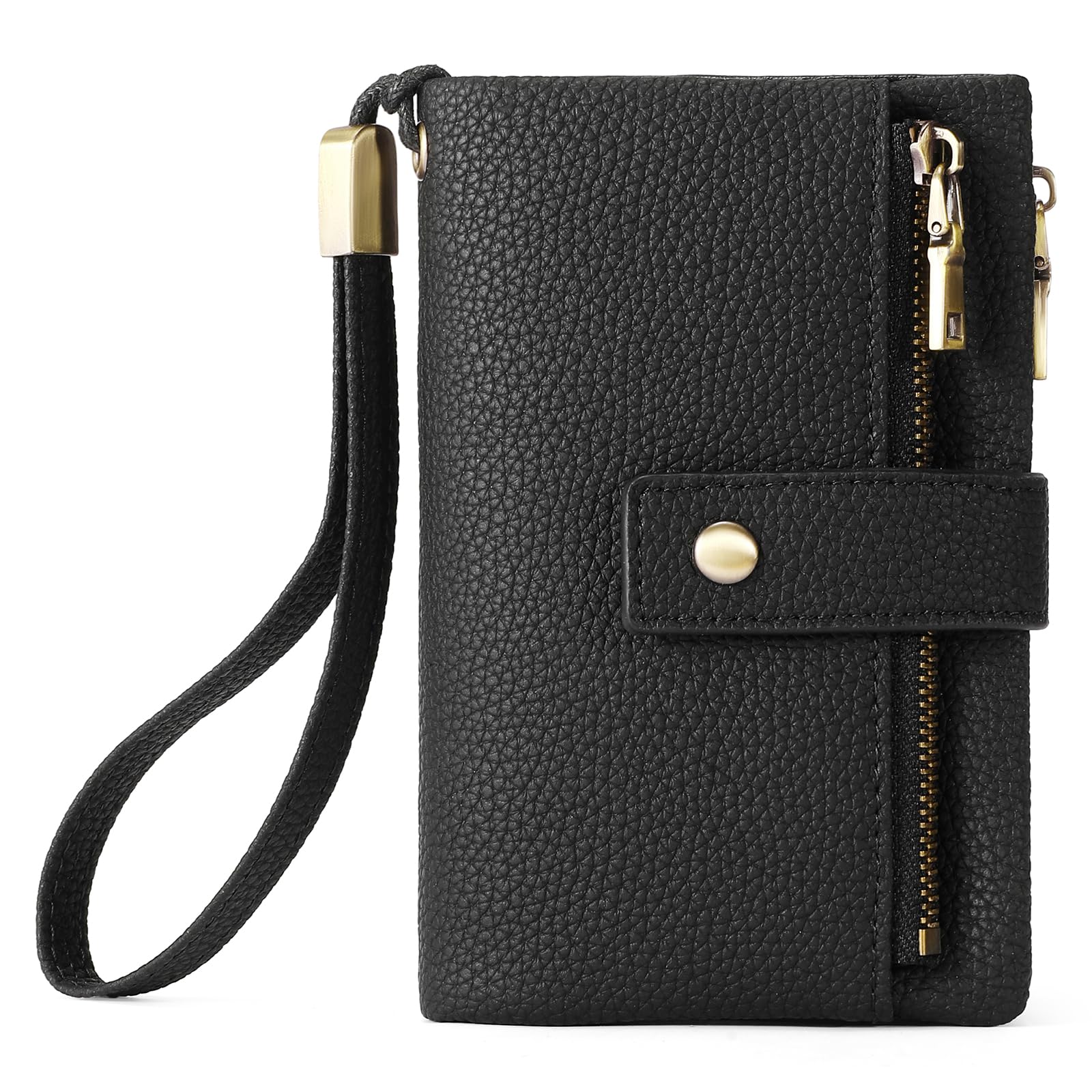 SENDEFN Small Wallet for Women Leather RFID Blocking Wristlet Wallet Credit Card Holder with Double Zipper Coin Purse Ladies Bifold Purse