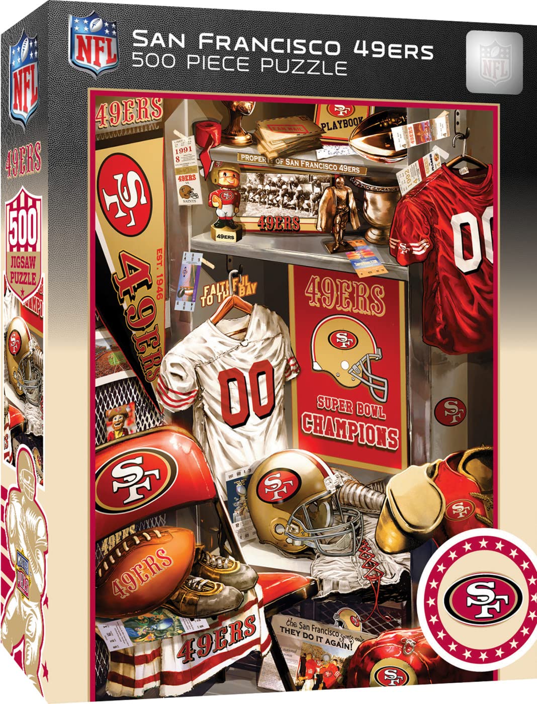 MasterPieces Game Day 500 Piece Jigsaw Puzzle for Adults - NFL San Francisco 49ers Locker Room - 15"x21"