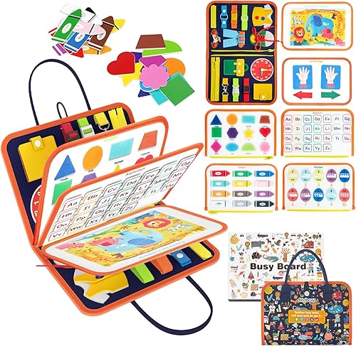 Miniatura 10 de Freebear Busy Board - Juguetes de viaje para niños pequeños, libro silencioso, juguetes sensoriales para niños pequeños de 1, 2, 3, 4, juguetes