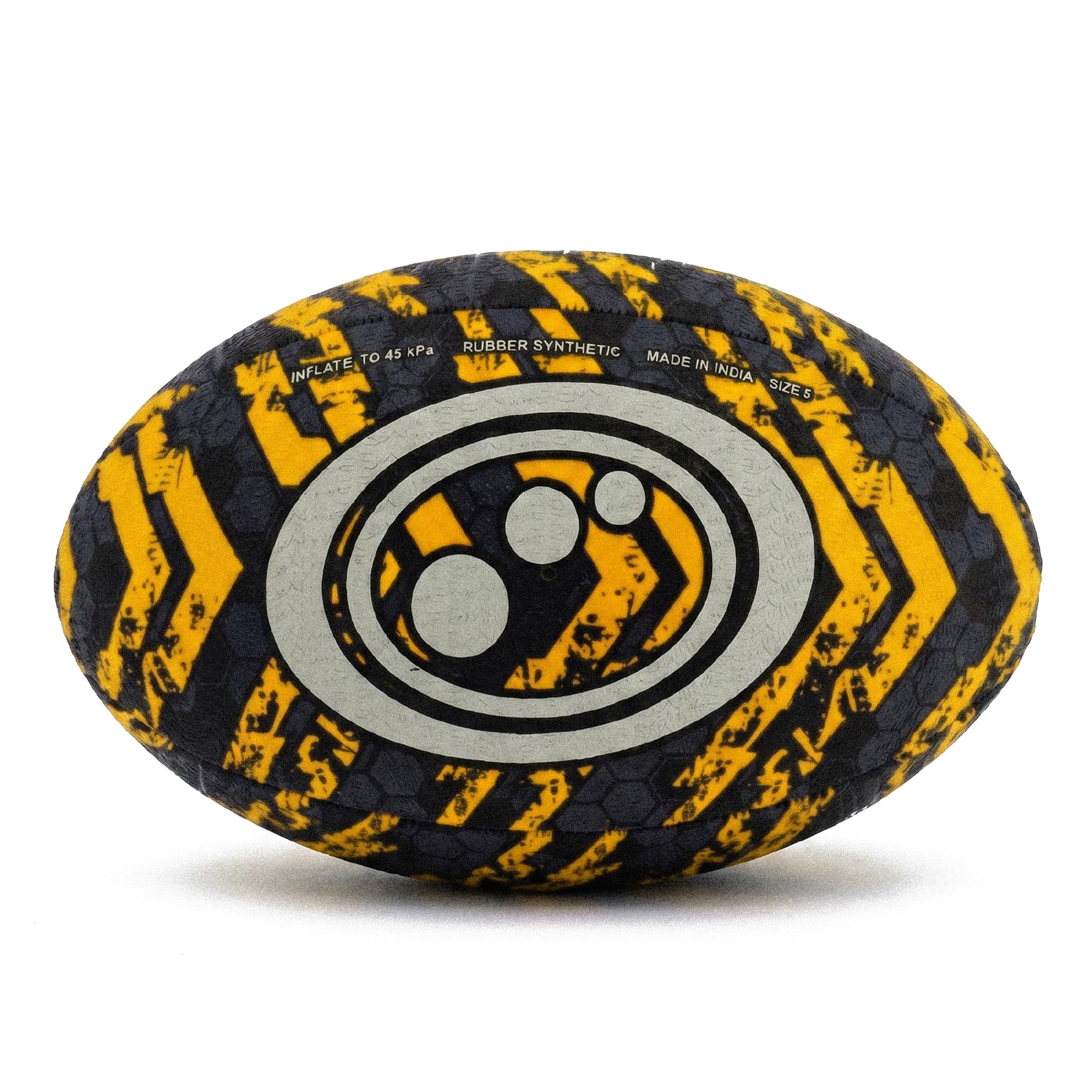 Optimum Street Rugby Ball, Durable Training Ball for Playground & Park Sessions, Highly Visible for Night Games with Enhanced Grip Texture, Suitable for All Ages & Skill Levels - Yellow, Size Midi