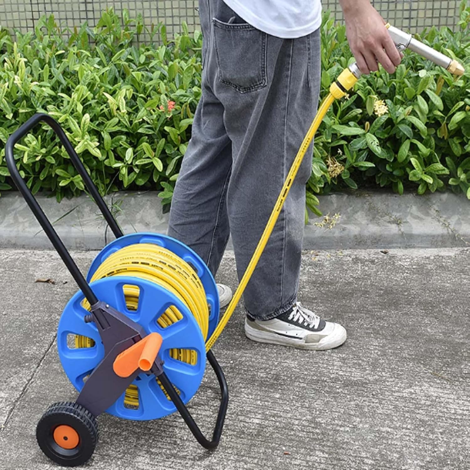 Portable Hose Reel Cart with Wheels, Holds 147ft Garden Hose, Easy Assembly, Ideal for Lawns, Gardens, Courtyards – Keep Your Outdoor Space Neat and Tidy
