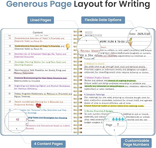 Miniatura 3 de Taja Cuaderno rayado en espiral, cuadernos de 8.5 x 11 pulgadas para trabajo, diario grande A4 para mujeres y hombres, cuaderno de diario con rayas