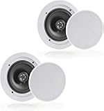 Pyle 6.5” Pair Bluetooth Flush Mount In-wall In-ceiling 2-Way Speaker System Quick Connections Changeable Round/Square Grill Polypropylene Cone & Polymer Tweeter Stereo Sound 150 Watt (PDICBT652RD)