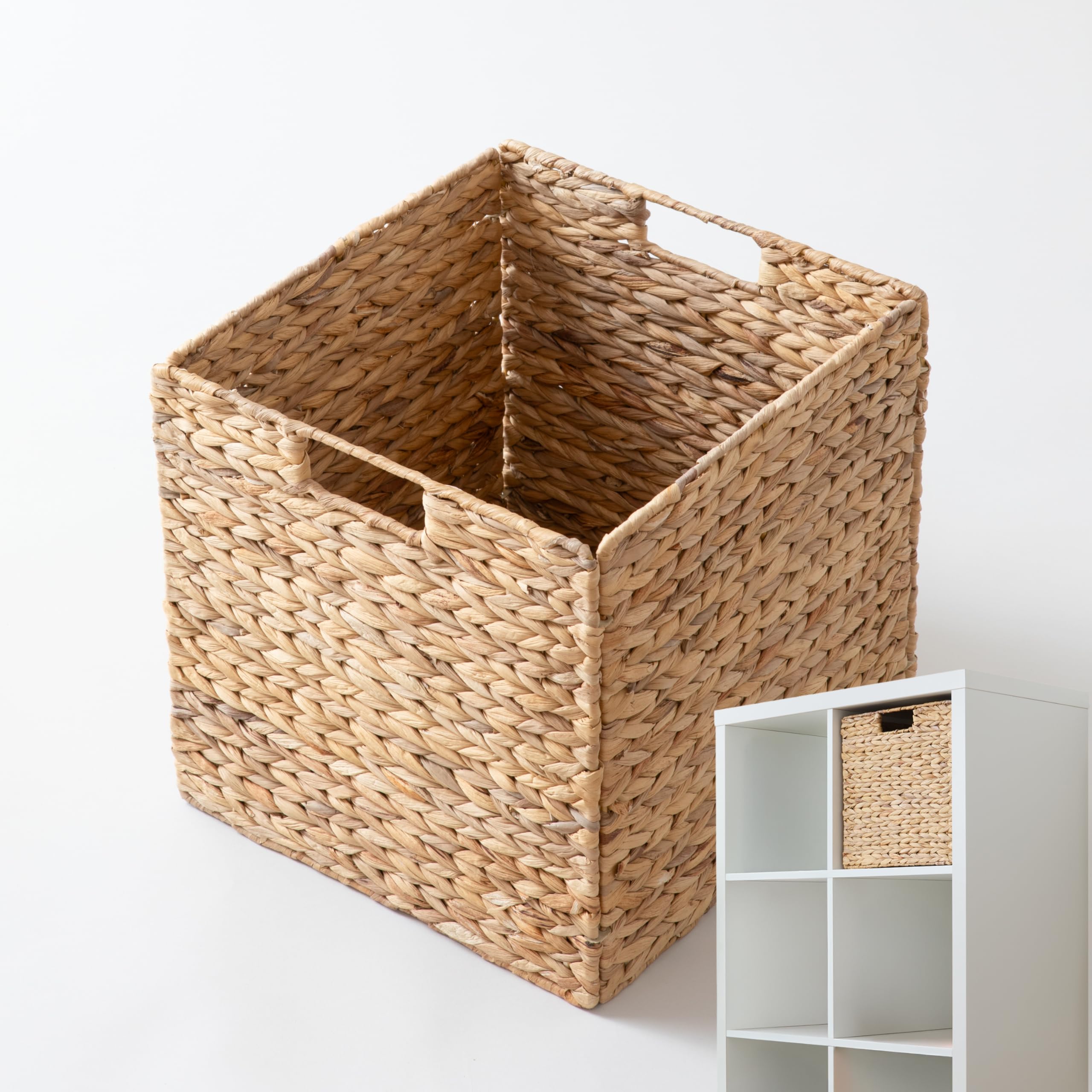 Kallax Korb für 1 Fach | Naturprodukt Wasserhyazinthe | Passgenau für Kallax Regal | 34 x 32 x 32 cm | Stabiler Aufbewahrungskorb