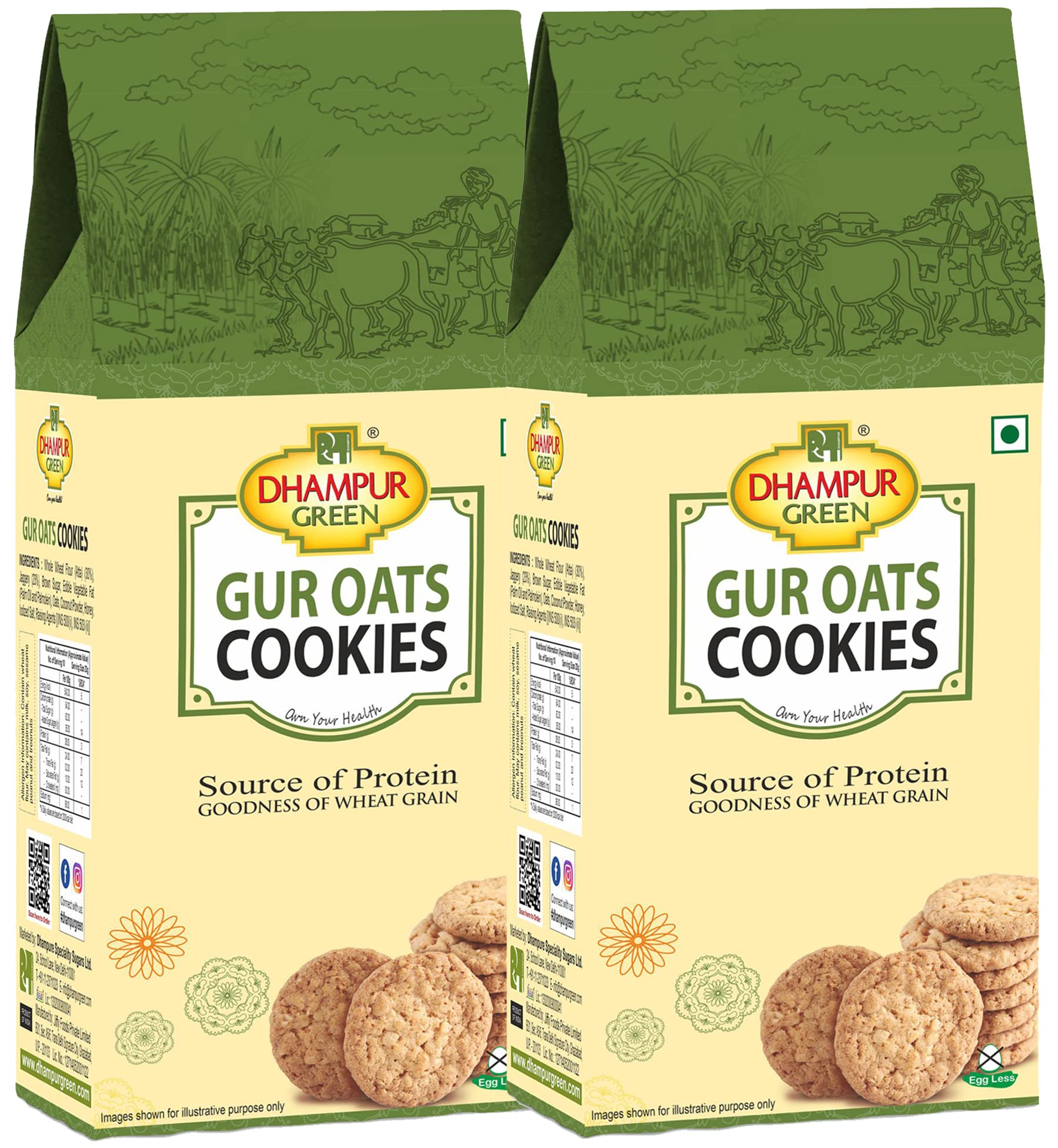 Dhampure Speciality Jaggery Gur Oats Cookies Biscuit, 400G (2 X 200G) | Gur Gud Bakery Cookies Biscuit, Healthy Snacks (B09HZZSLQV) Amazon Price History, Amazon Price Tracker