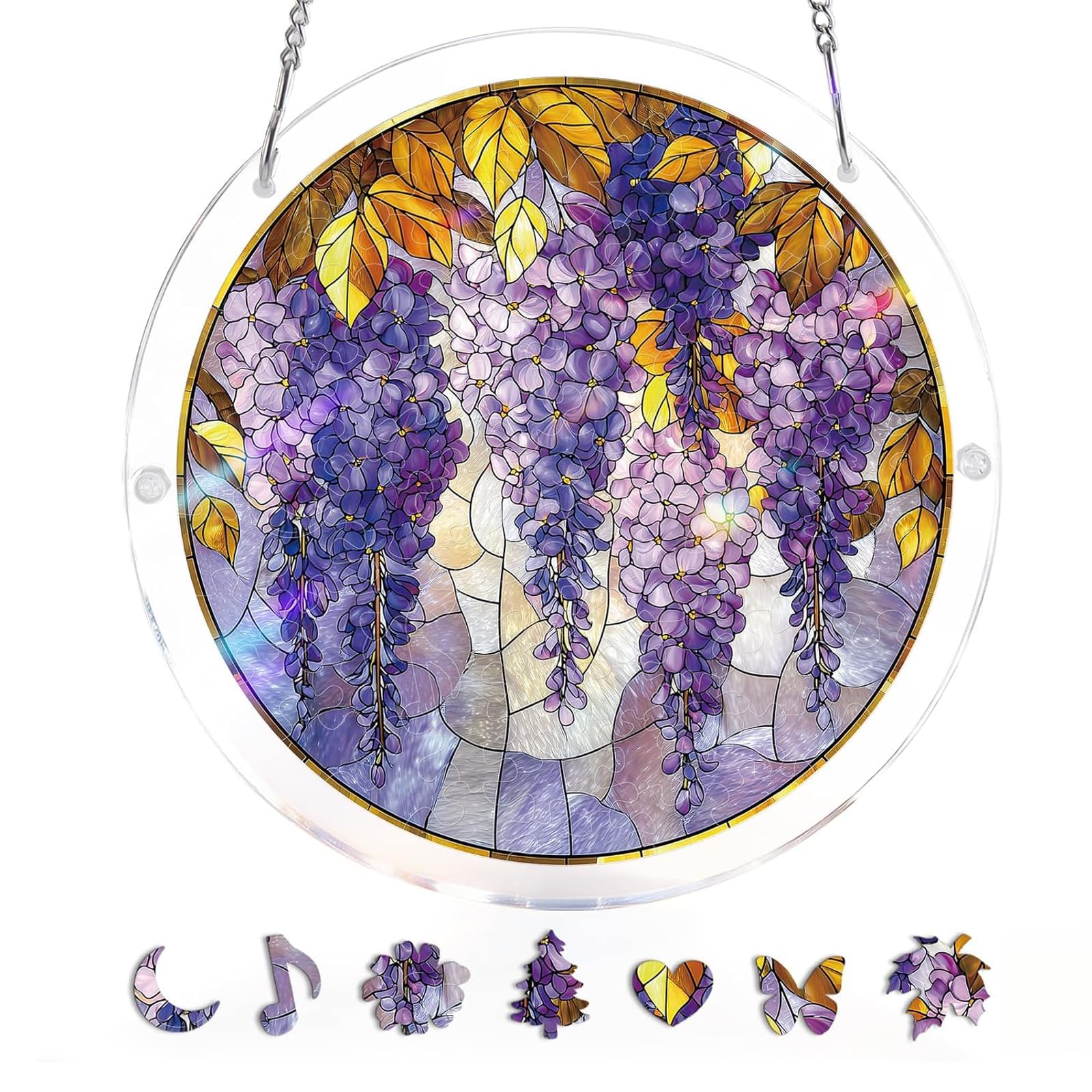 Acrylic Puzzles Suncatcher Window Hanging, Acrylic Jigsaw Puzzle Sun Catchers Moonlit Riverscape Decor Crafts for Living Room Bedroom Summer Balcony Decor