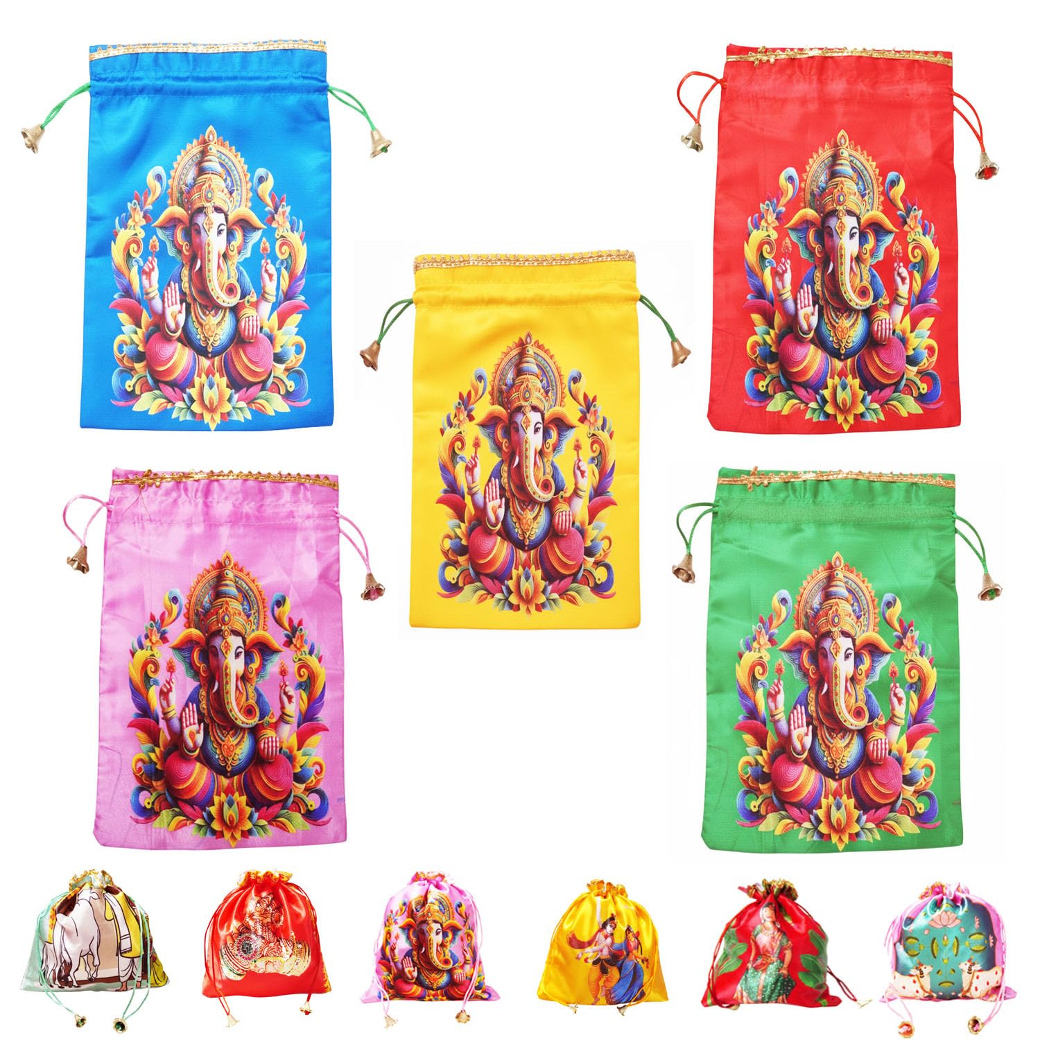 sai praseeda (20 x 25 cm Potli Bags with Drawstring Closure| Fabric Gift Pouches for Pooja, Weddings, Return Gifts, Jewellery, Functions & Festivals-picture-17
