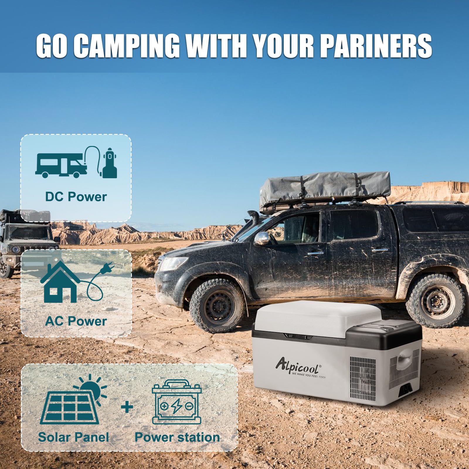 Alpicool EC20 20L Kompressor Kühlbox 12v Mini Kühlschrank Elektrische Camping-Gefrierbox Klein Tragbare für Auto, Lkw, Boot, RV mit USB Anschluss,-20℃-20℃,Wiederaufladbar(Batterie nicht enthalten)