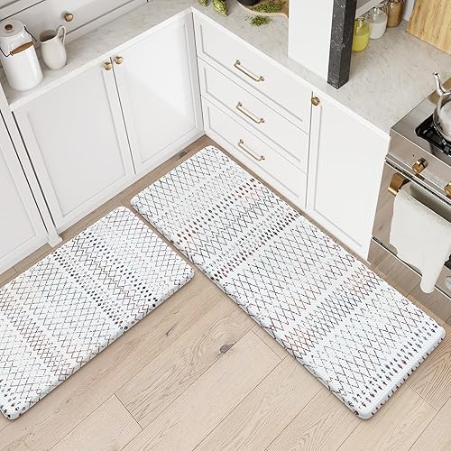 Miniatura 6 de Tapete de cocina 2 piezas, tapete de cocina acolchado antifatiga, impermeable, antideslizante, tapete de espuma cómoda de PVC para cocina, oficina,