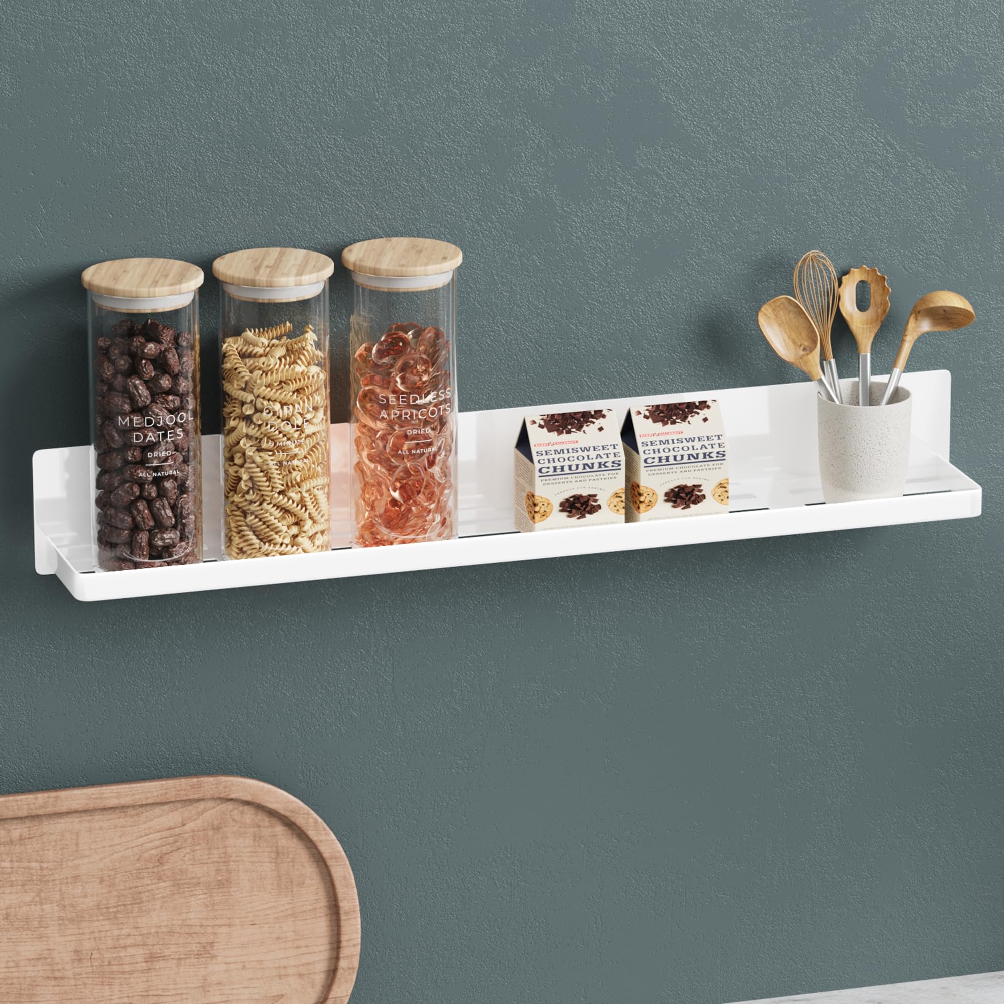 Mai & Mai White Magnetic Spice Rack For Refrigerator, No Drilling Magnetic Shelf For Kitchen Storage & Organisation, Fridge Organiser For Kitchen Essentials, Reglo-01,