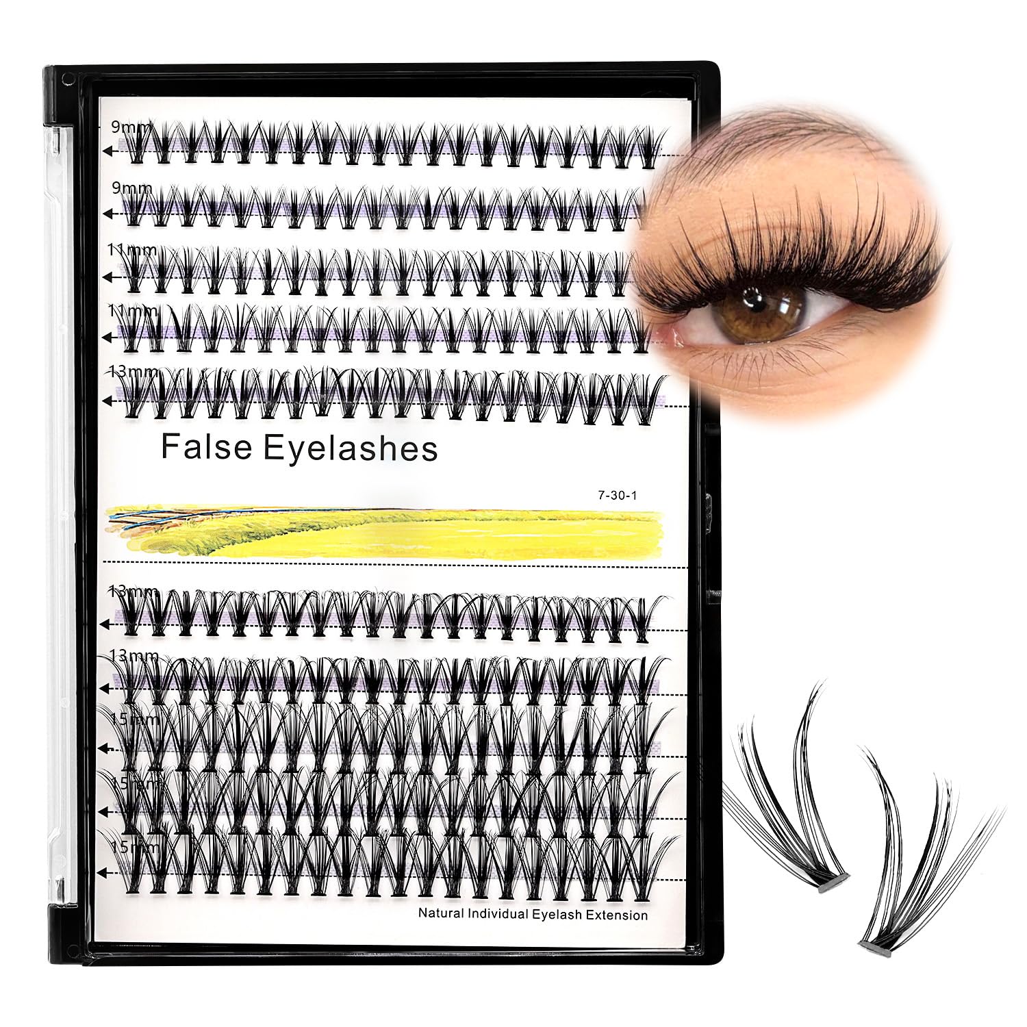Product Customized Large Tray-200Pcs 20 Roots Individual Fake False Eyelashes Cluster Thickness 0 07mm Mixed 8-16mm Dramatic Look