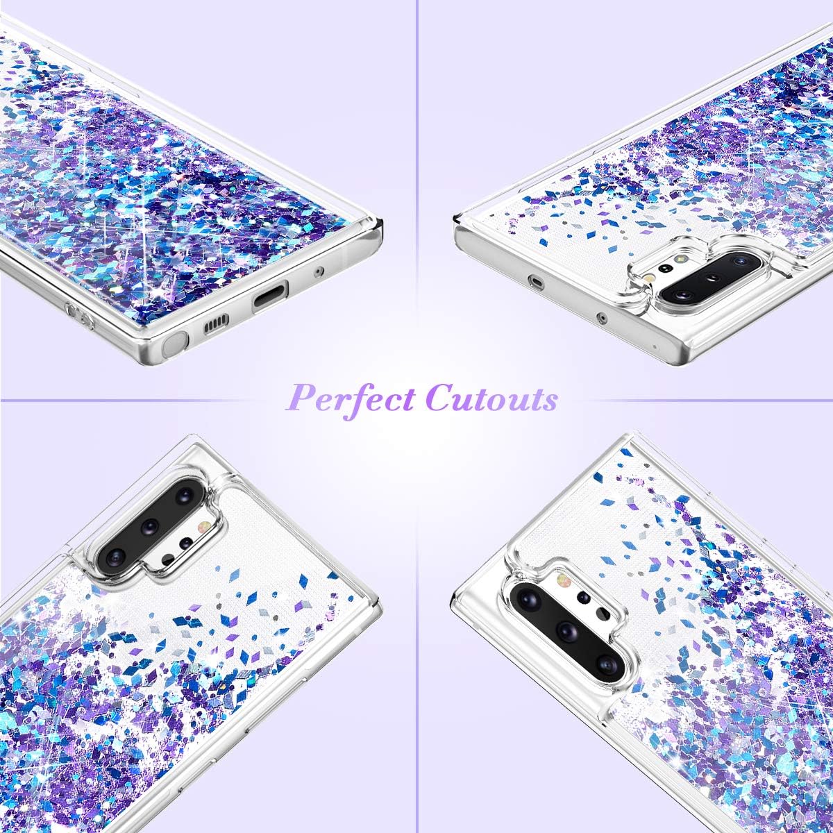 Caka Glitter Case for Galaxy Note 10 Plus Glitter Case Liquid Bling Sparkle Luxury Fashion Flowing Floating Soft TPU Cute Women Girls Phone Case for Samsung Galaxy Note 10+ Plus 5G (Blue Purple)