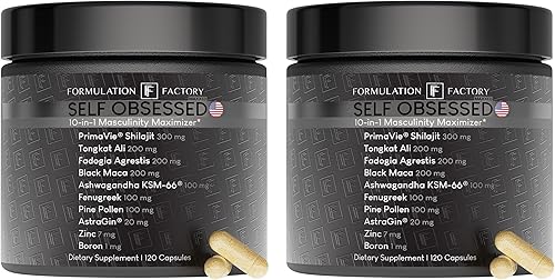 Miniatura 10 de Formulation Factory Self Obsessed Starter Suplemento Maximizador de Masculinidad 10 en 1 para Hombres con Shilajit, Tongkat Ali, Ashwagandha,