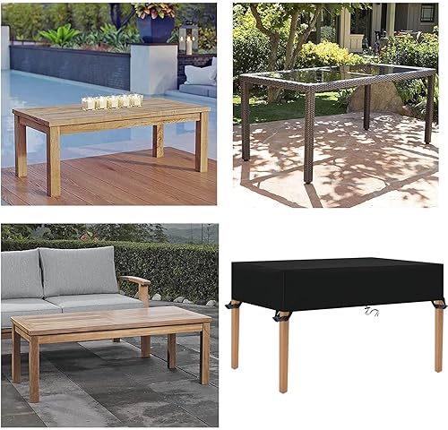 Miniatura 5 de Funda impermeable para mesa de café al aire libre, 68 pulgadas de largo x 40 pulgadas de ancho x 6 pulgadas de alto, funda rectangular para muebles