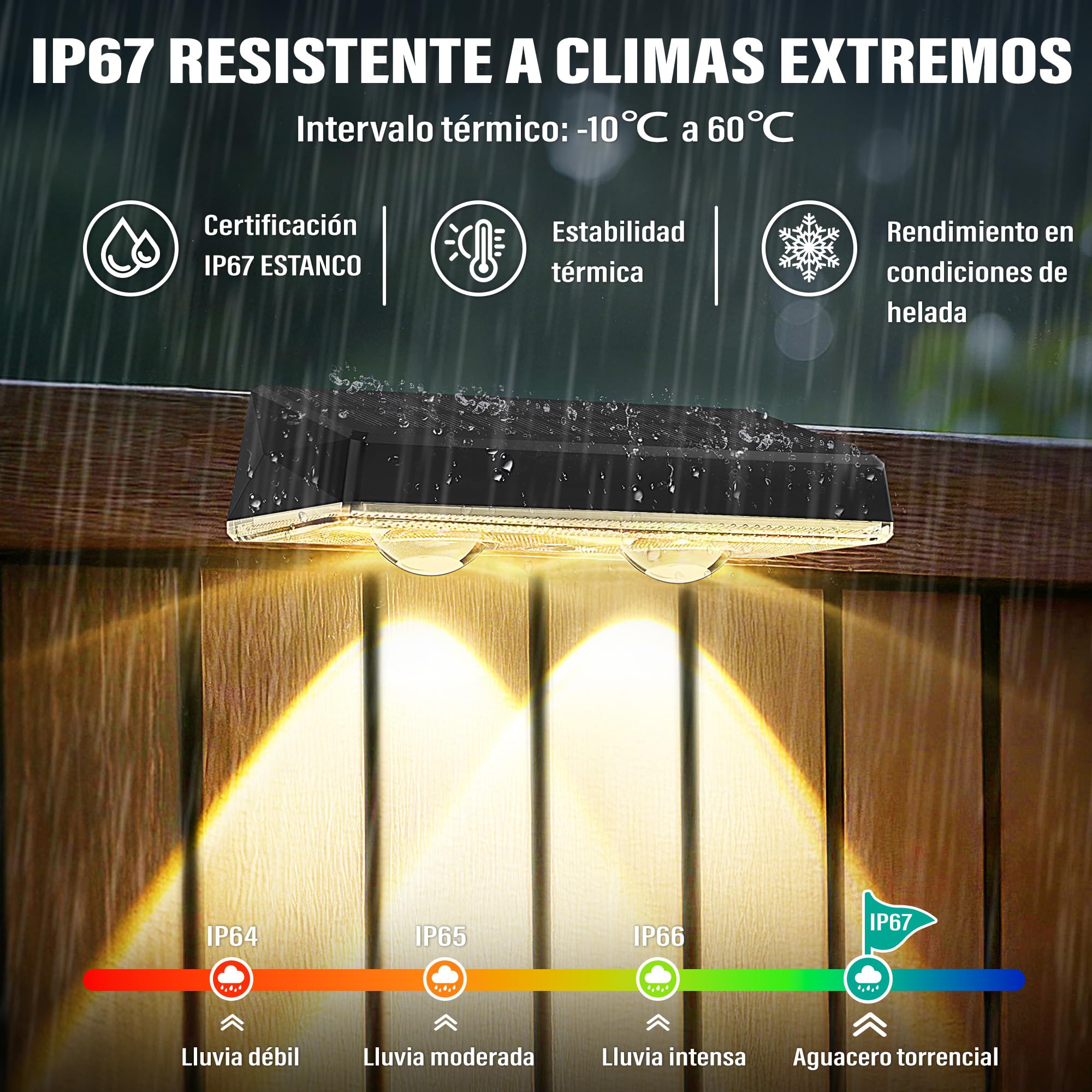 Aplique Pared Exterior - Paquete de 16 Luces Solares Impermeables con 3 Modos de Color y 10h Iluminación Automática, Luz Solar para Jardín, Terraza, Patio