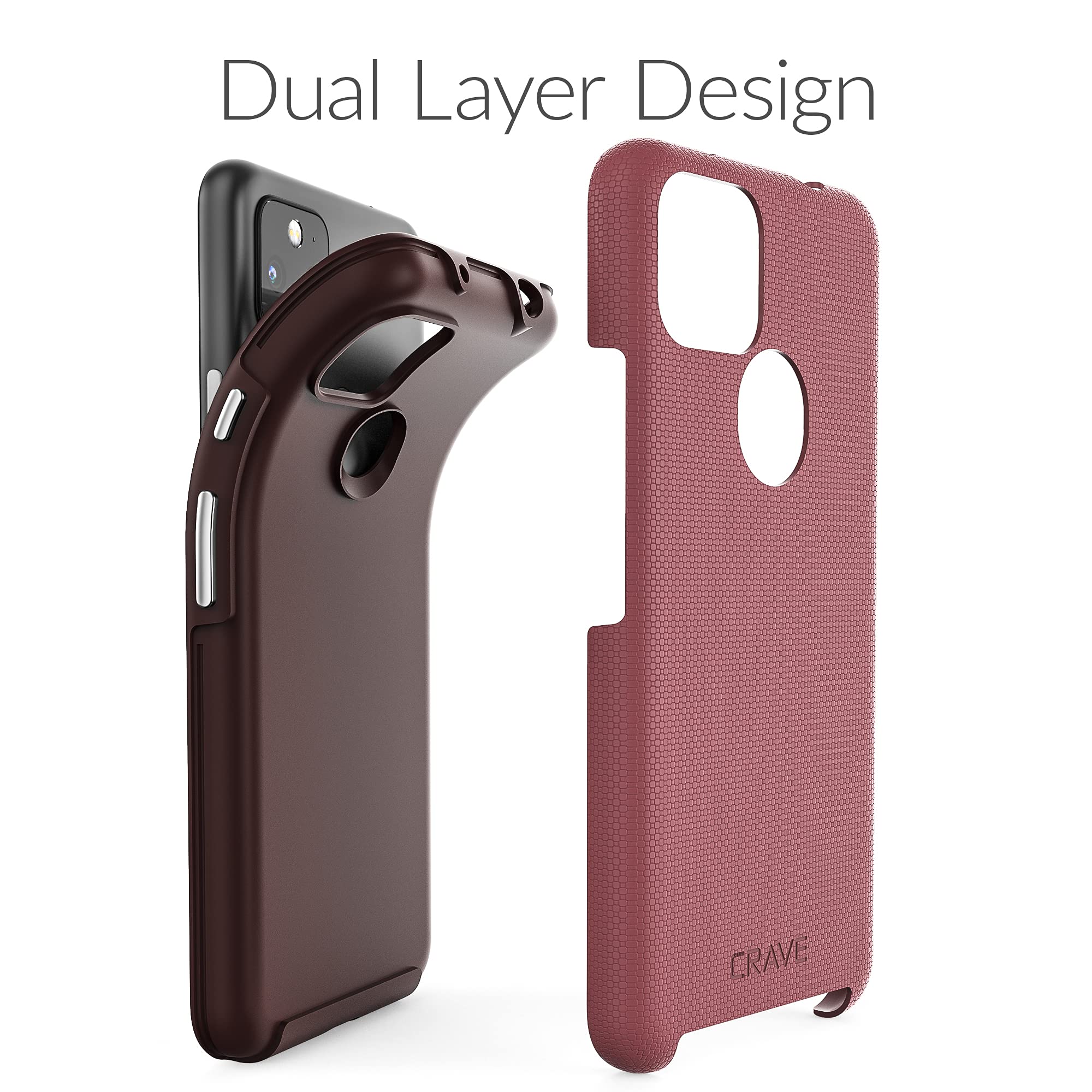 Crave Dual Guard for Pixel 5a Case, Shockproof Protection Dual Layer Case for Google Pixel 5a 5G - Berry